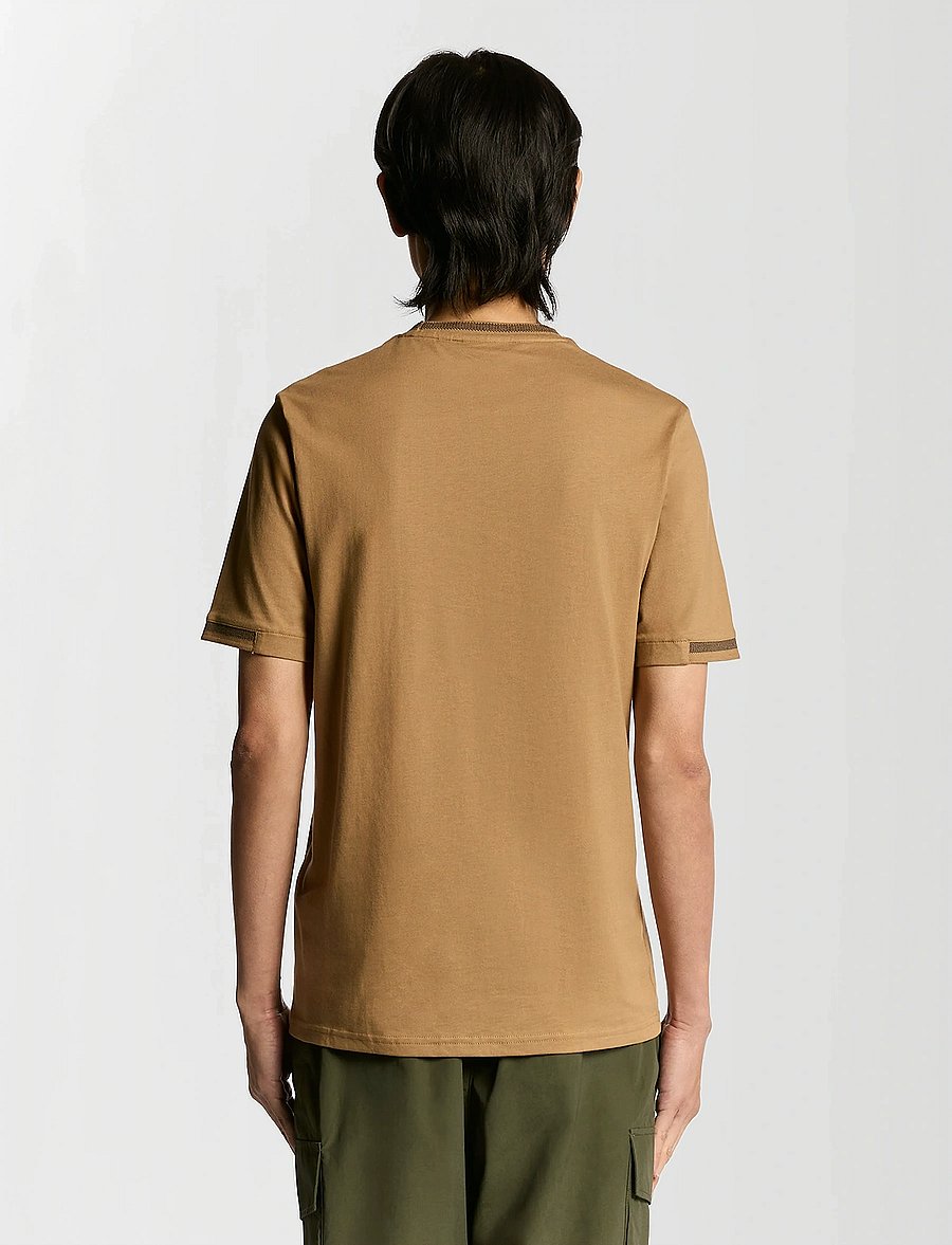 Lyle & Scott - Birdseye Half Tipped T-Shirt - kurzärmelige t-shirts - x946 tigers eye/ dark navy - 3