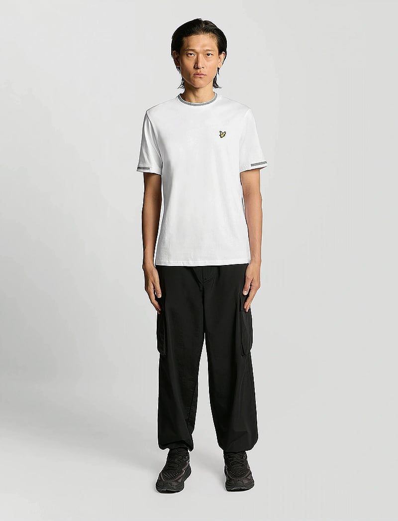 Lyle & Scott - Birdseye Half Tipped T-Shirt - kortärmade t-shirts - w104 white/ jet black - 4