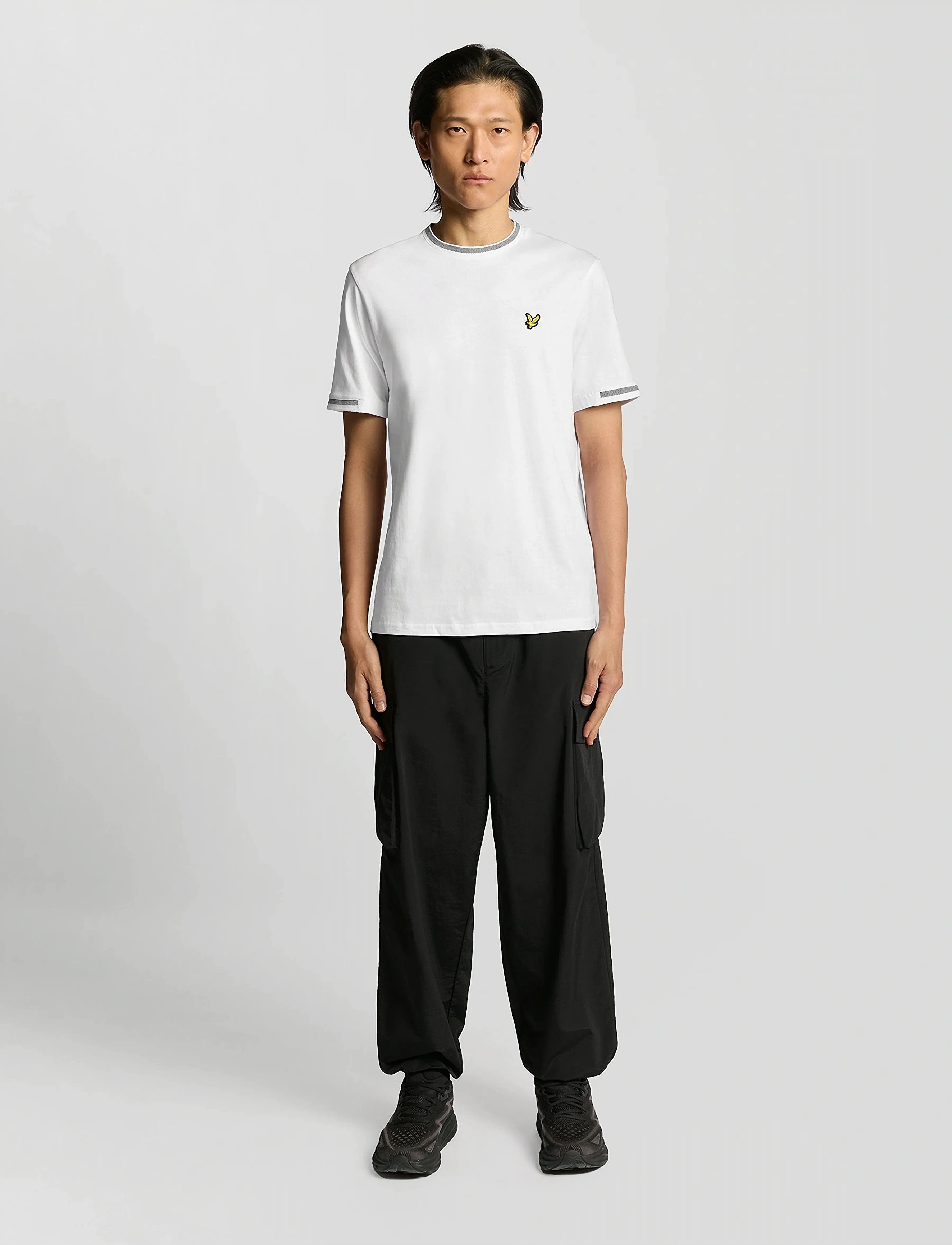 Lyle & Scott - Birdseye Half Tipped T-Shirt - laveste priser - w104 white/ jet black - 4