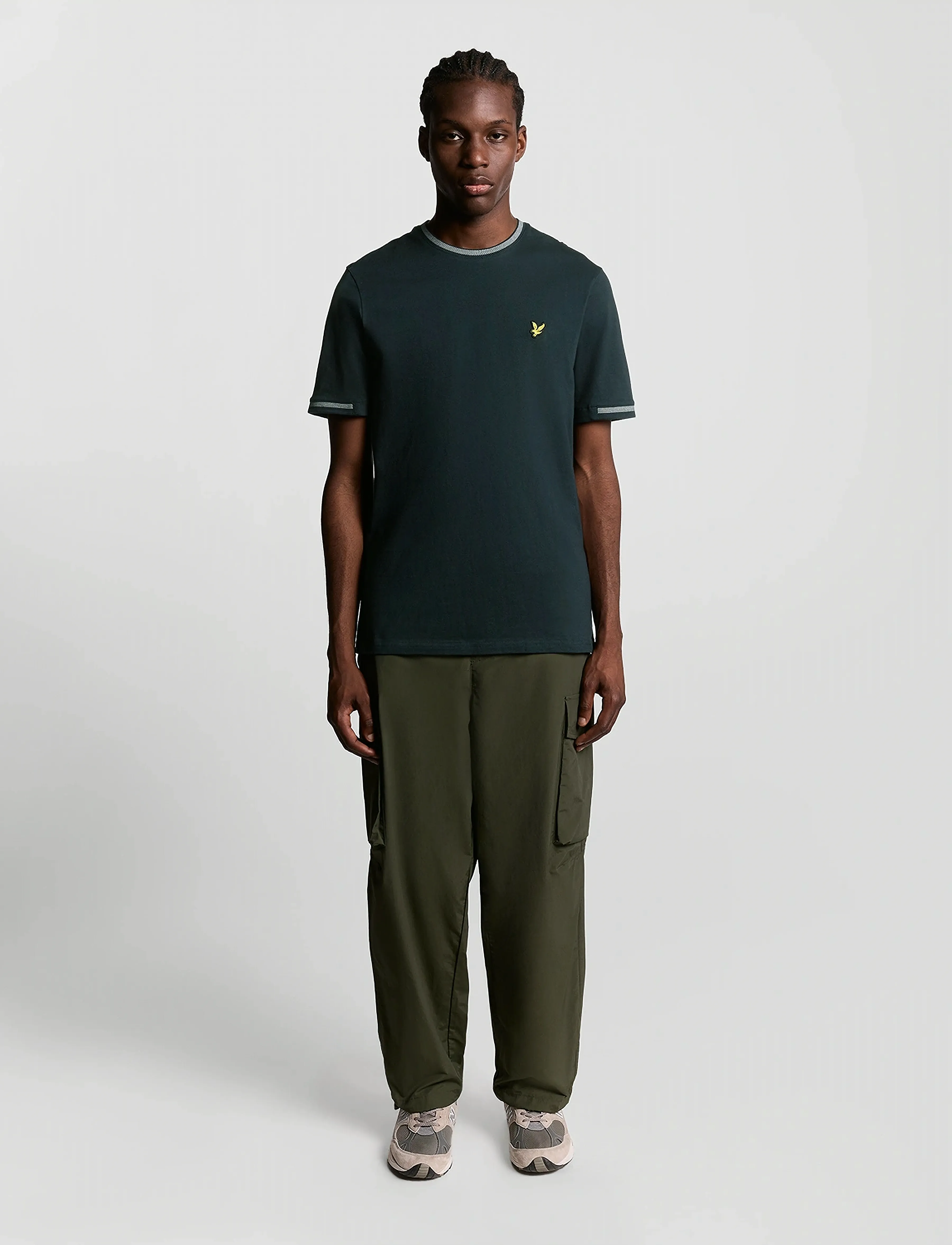 Lyle & Scott - Birdseye Half Tipped T-Shirt - kortärmade t-shirts - x941 dark navy/ ash lilac - 4
