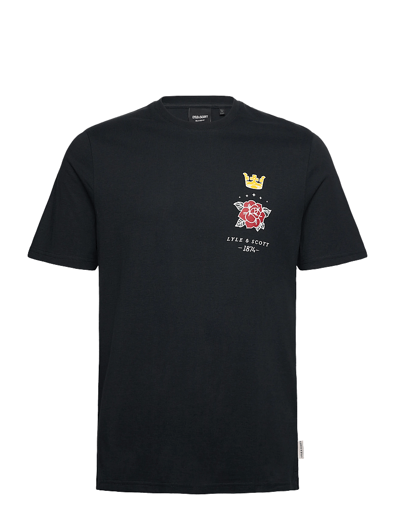 Lyle & Scott - Rose and Crown Graphic T-shirt - kortärmade t-shirts - z271 dark navy - 1