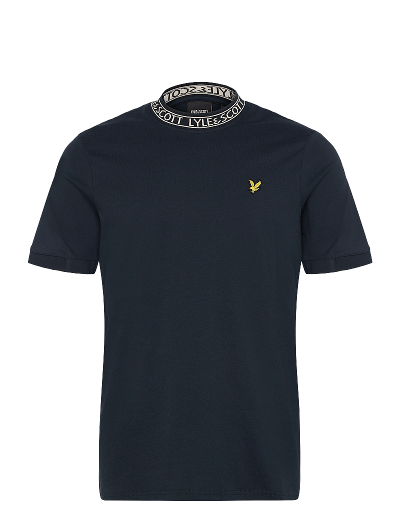 Lyle & Scott - Logo Ribbed T-Shirt - kortärmade t-shirts - y070 dark navy/ bone white - 0