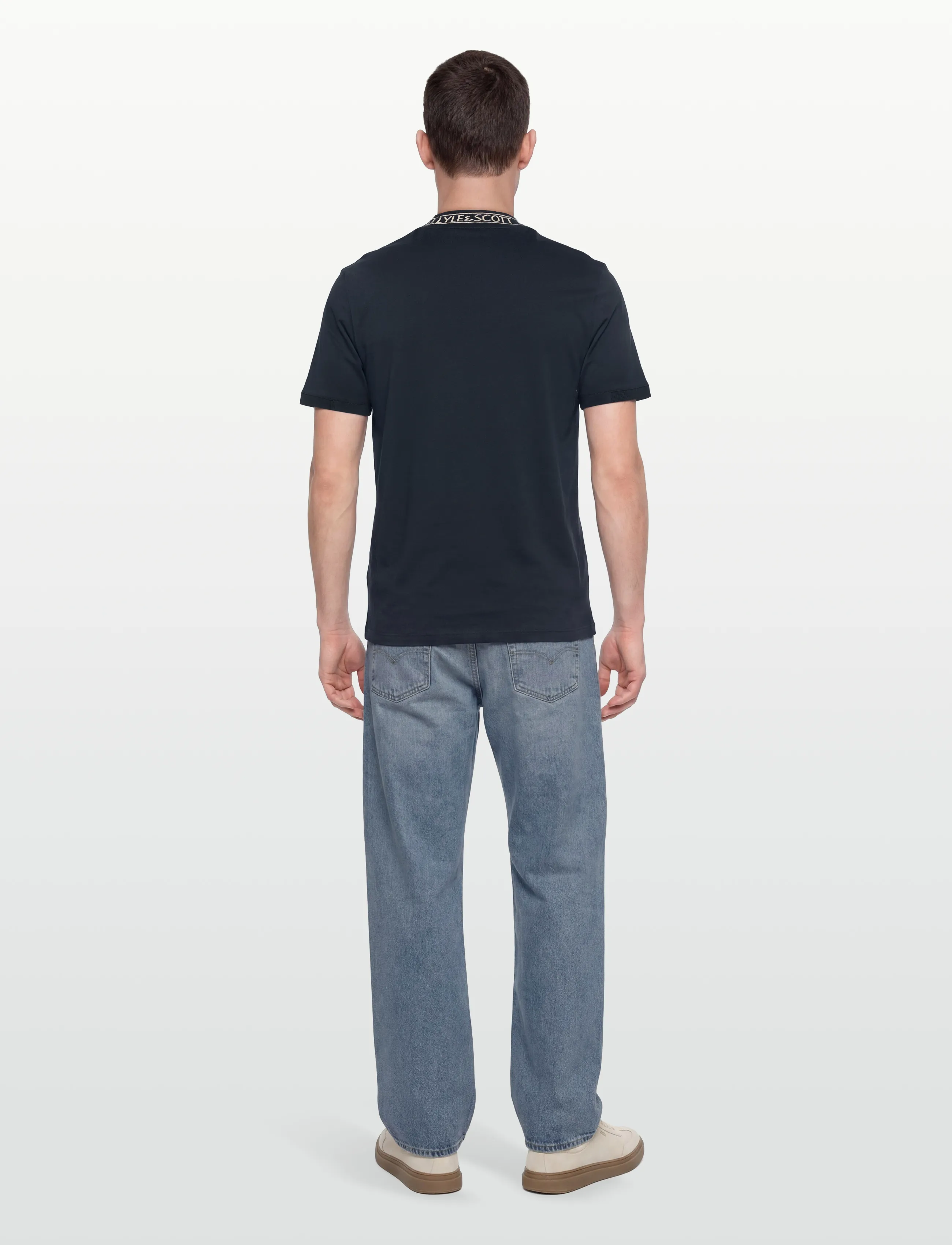 Lyle & Scott - Logo Ribbed T-Shirt - y070 dark navy/ bone white - 4