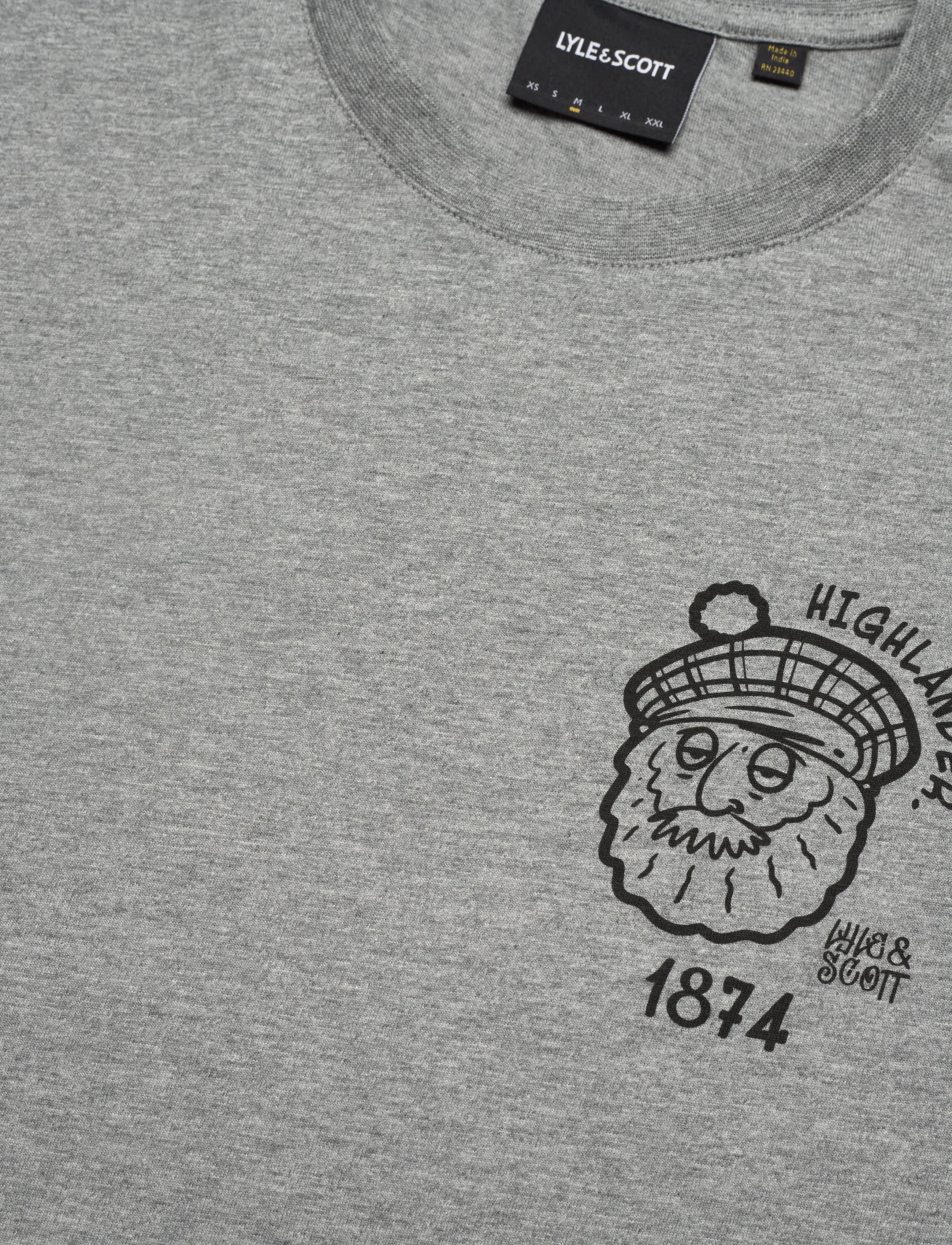 Lyle & Scott - Highlander Graphic T-shirt - t28 mid grey marl - 2