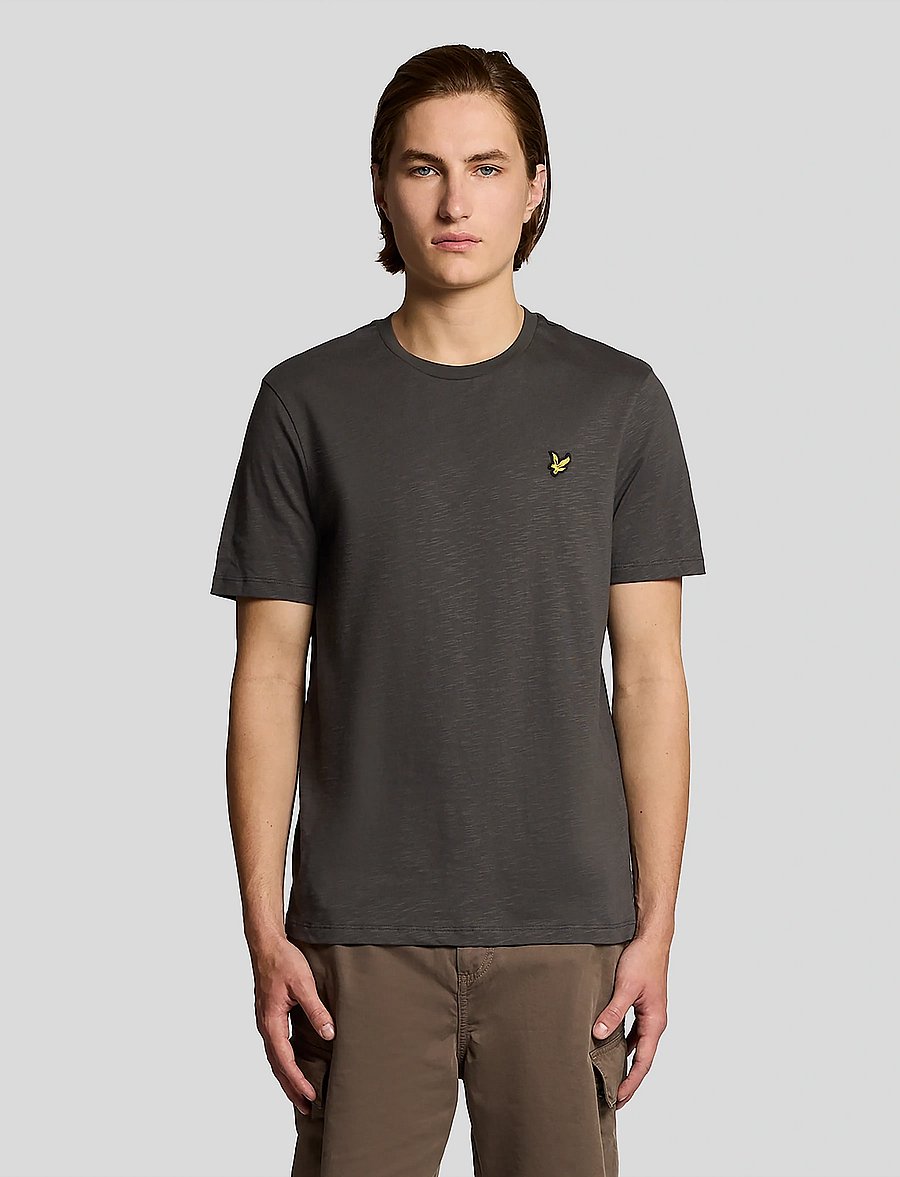 Lyle & Scott - Fine Slub T-shirt - kurzärmelige t-shirts - w635 gunmetal - 0