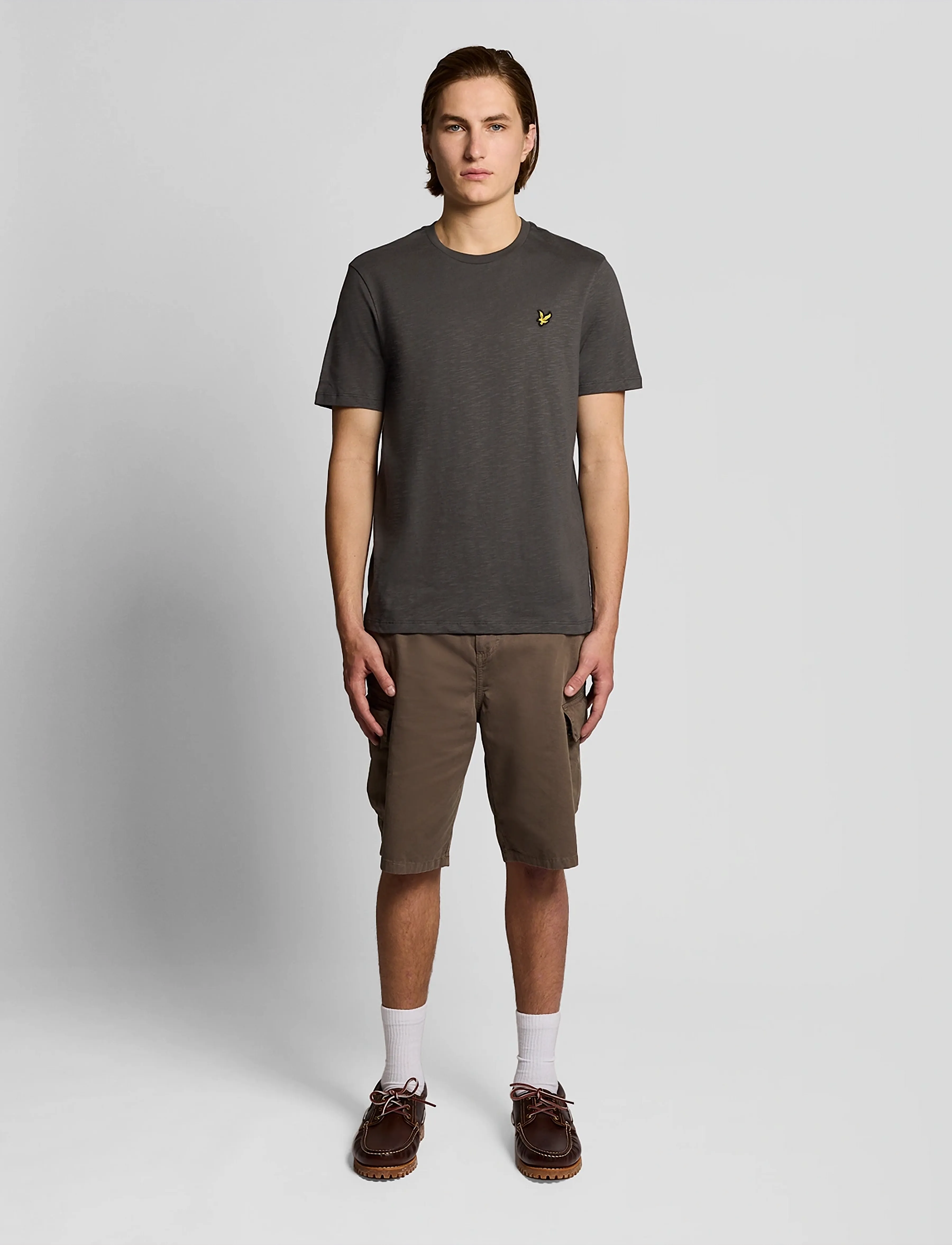 Lyle & Scott - Fine Slub T-shirt - kortärmade t-shirts - w635 gunmetal - 5