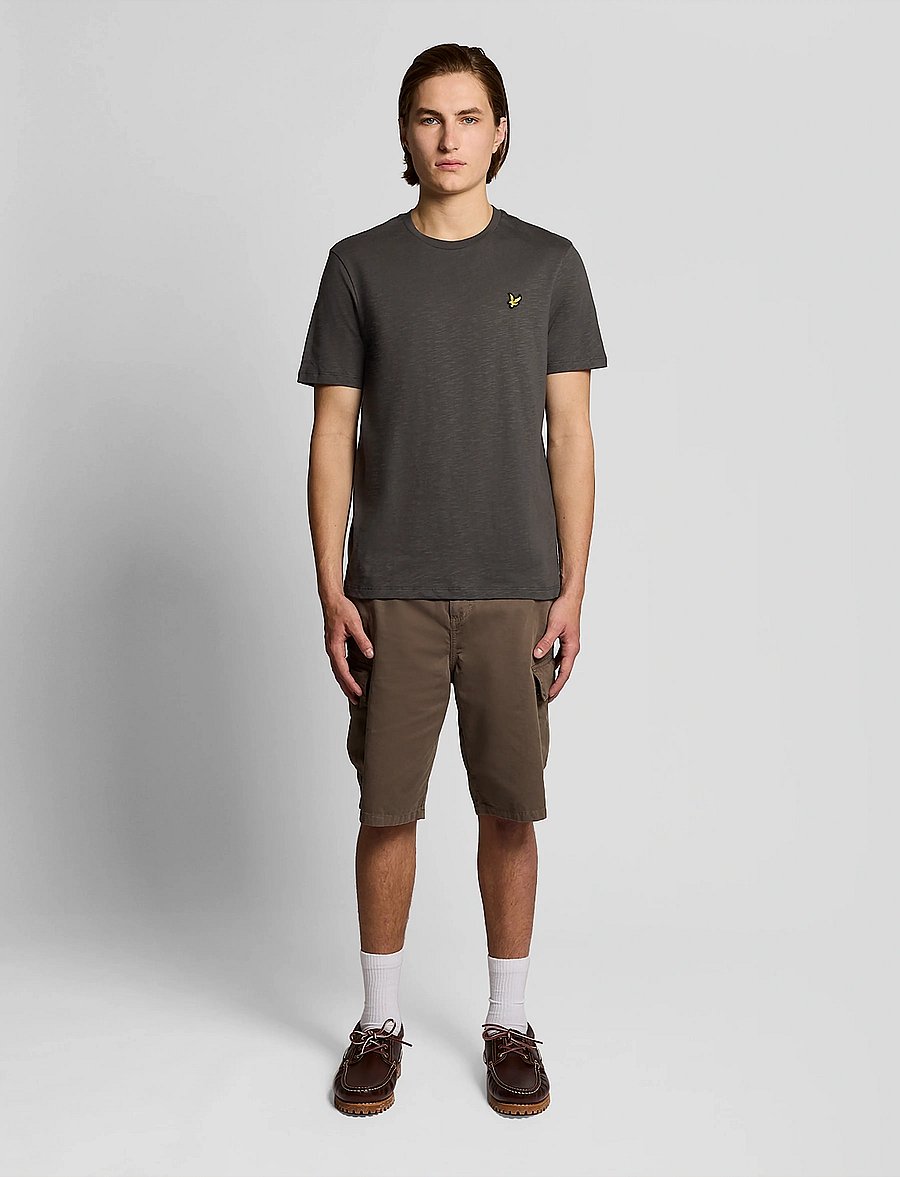 Lyle & Scott - Fine Slub T-shirt - kurzärmelige t-shirts - w635 gunmetal - 5