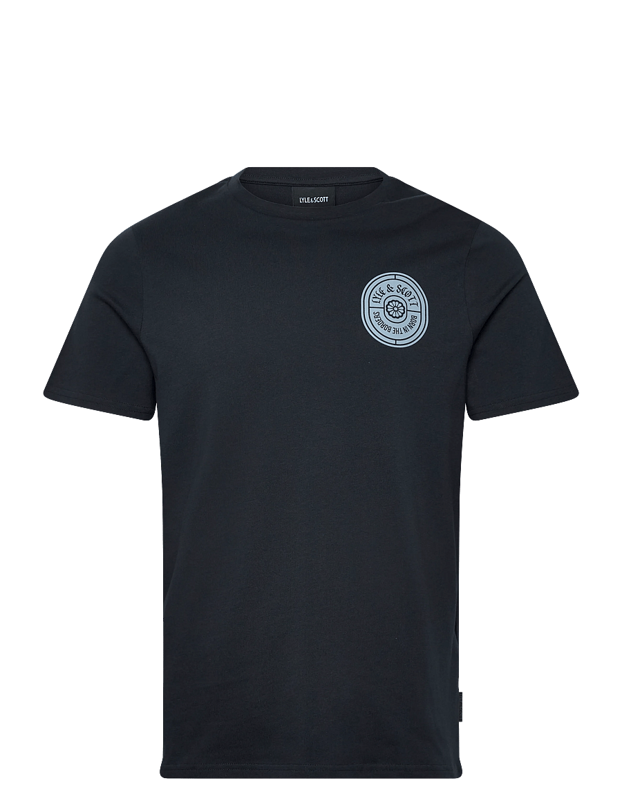Lyle & Scott - Borders Label Graphic T-shirt - kortärmade t-shirts - dark navy - 1
