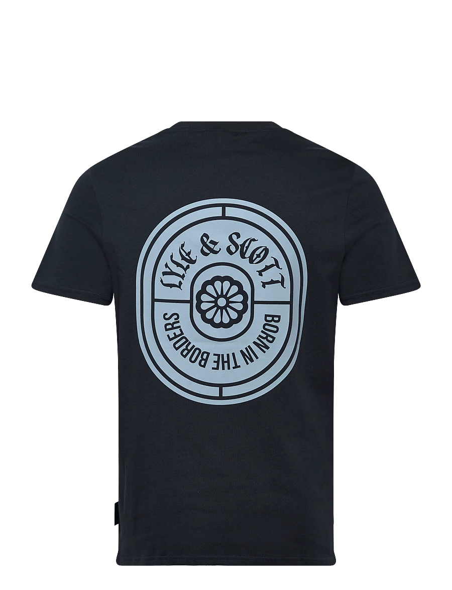 Lyle & Scott - Borders Label Graphic T-shirt - kortärmade t-shirts - dark navy - 2