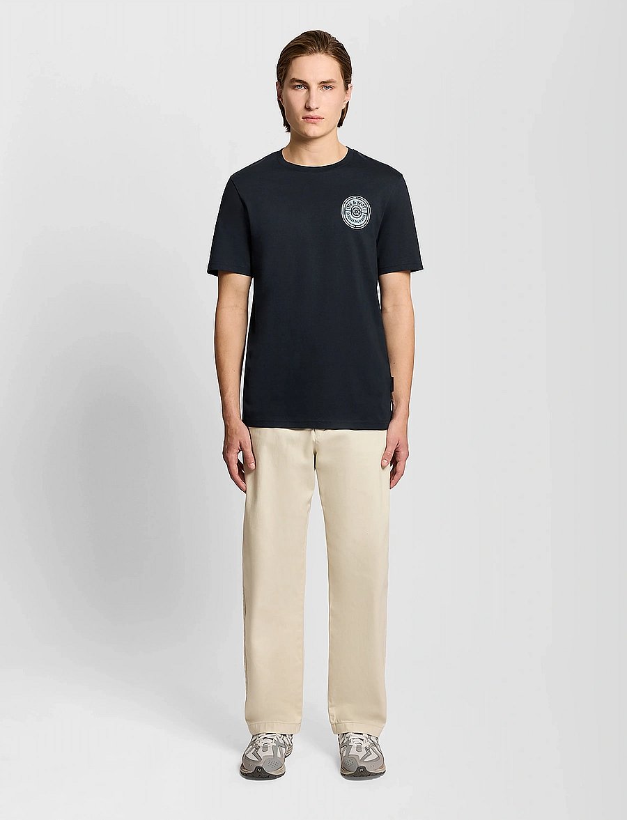 Lyle & Scott - Borders Label Graphic T-shirt - kortärmade t-shirts - dark navy - 5