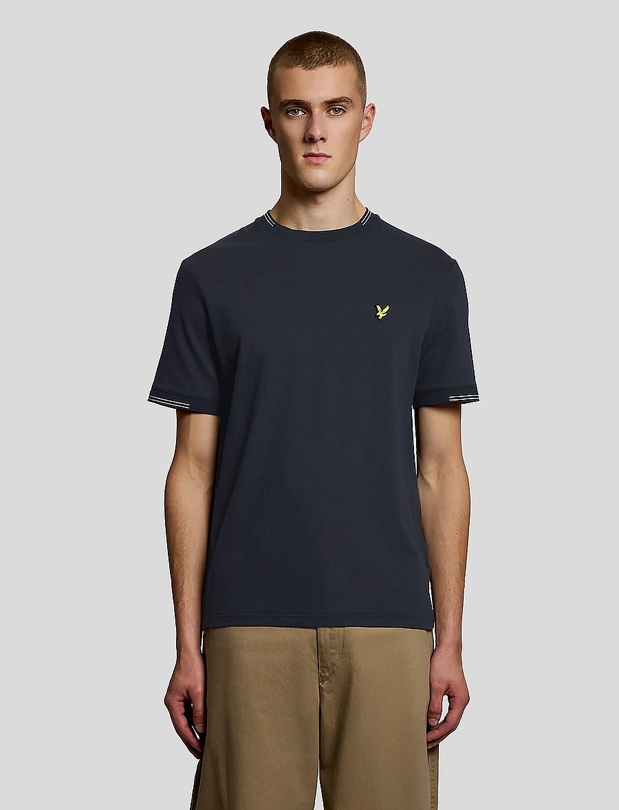 Lyle & Scott - Fine Tipped T-Shirt - short-sleeved t-shirts - y155 dark navy/ chalk blue - 0