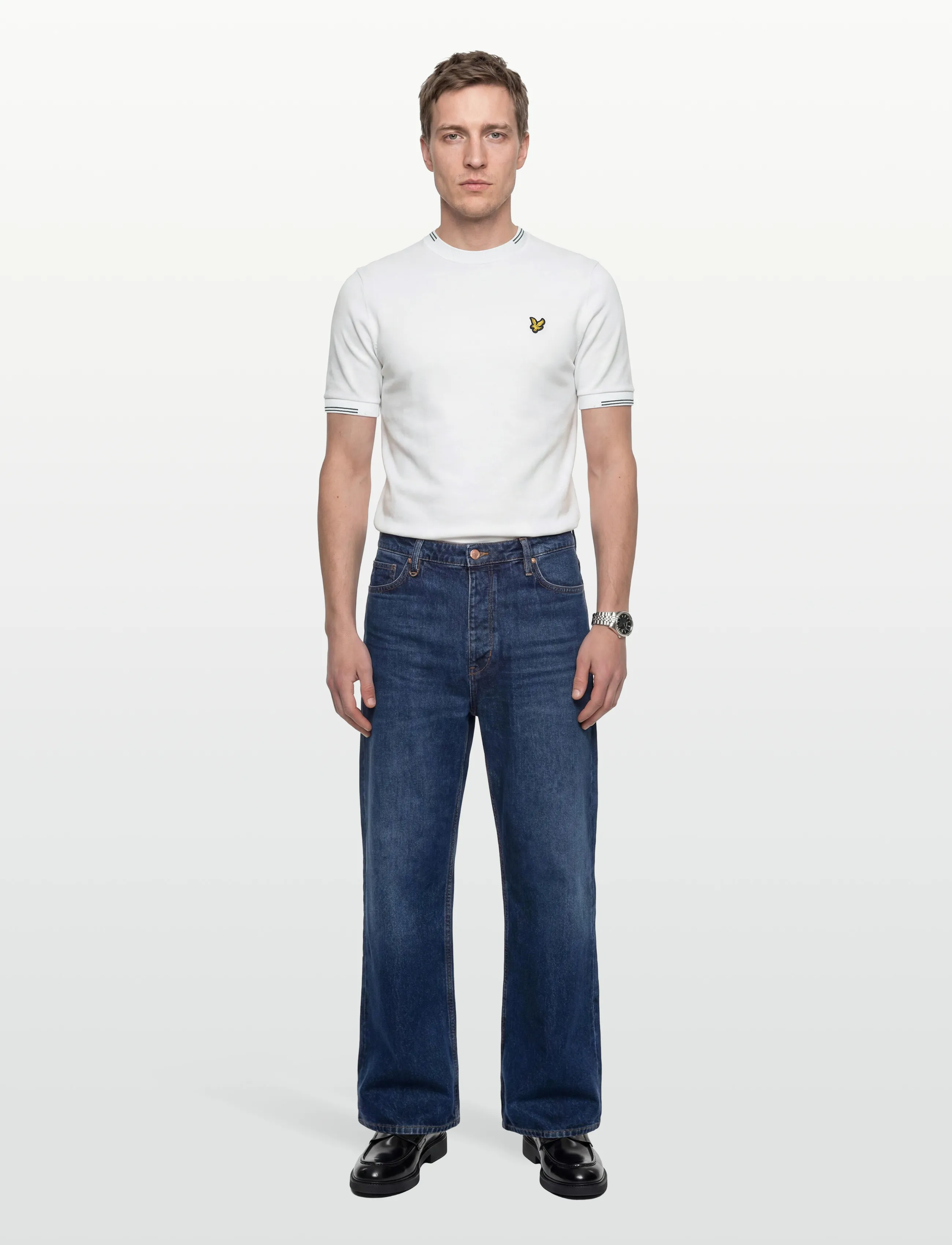 Lyle & Scott Fine Tipped T-Shirt - Erbjudanden - Y162 WHITE/EVERGLADE / white