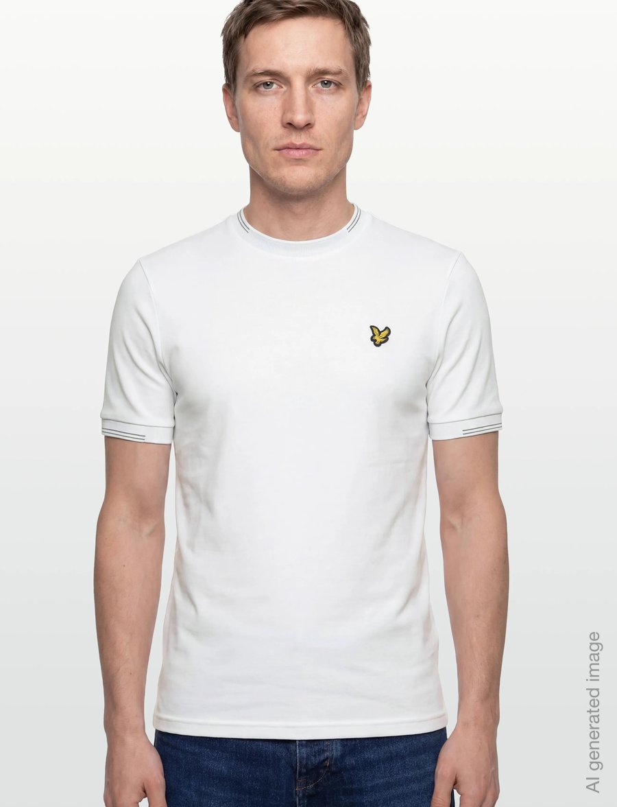 Lyle & Scott - Fine Tipped T-Shirt - short-sleeved t-shirts - y162 white/everglade - 3