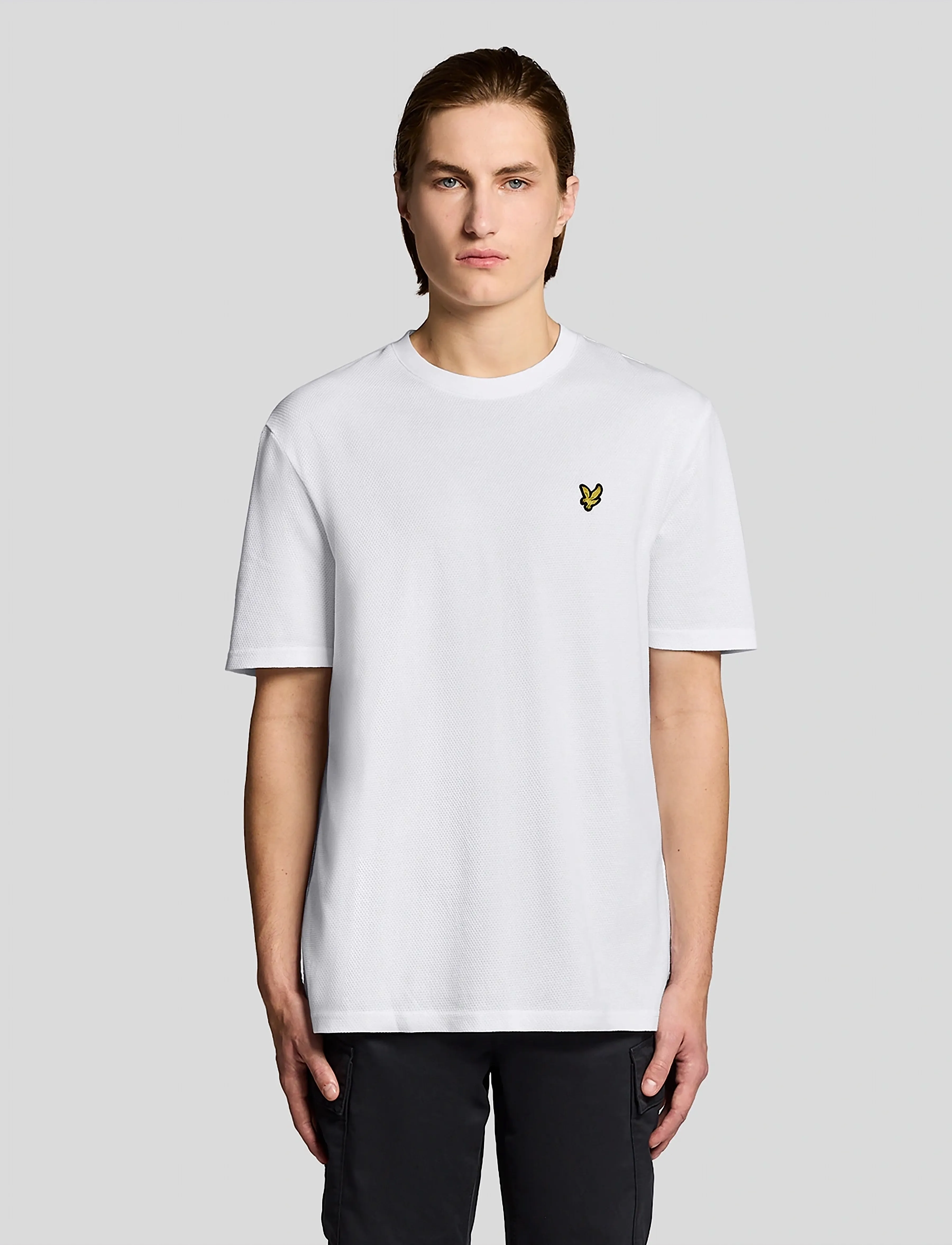 Lyle & Scott Popcorn Jacquard T-shirt - T-Shirts - 626 WHITE / white