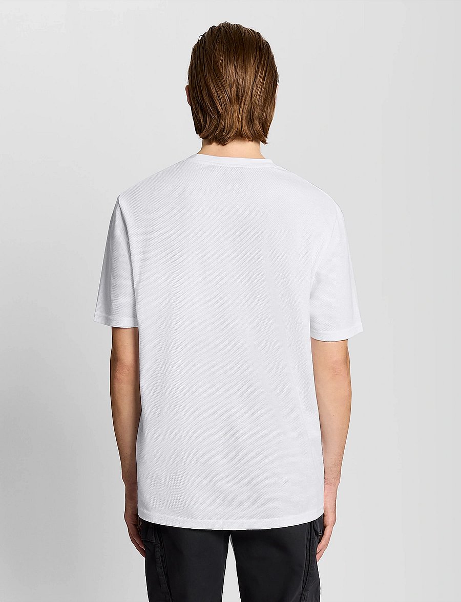 Lyle & Scott - Popcorn Jacquard T-shirt - kurzärmelige t-shirts - 626 white - 3