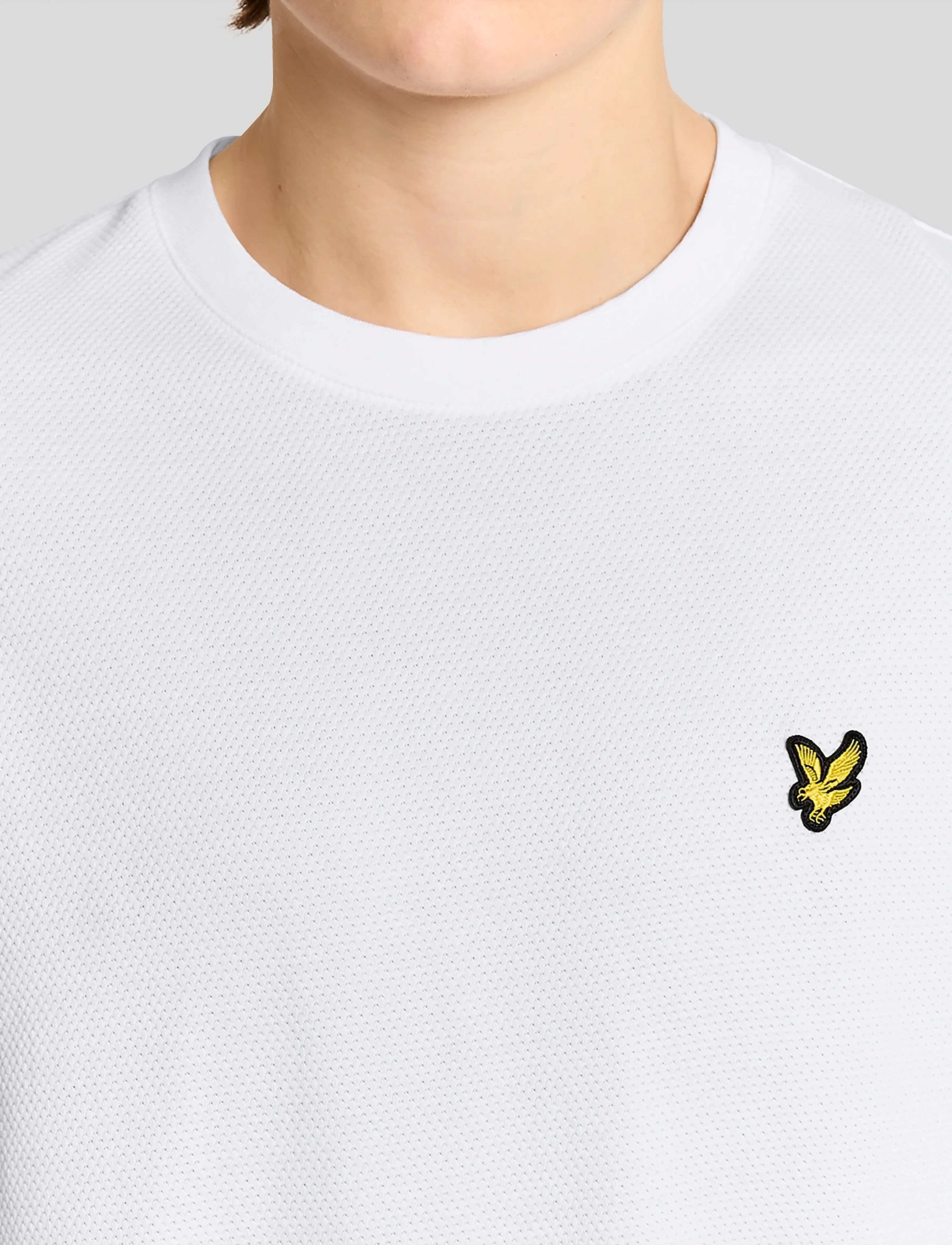 Lyle & Scott - Popcorn Jacquard T-shirt - kortärmade t-shirts - 626 white - 4