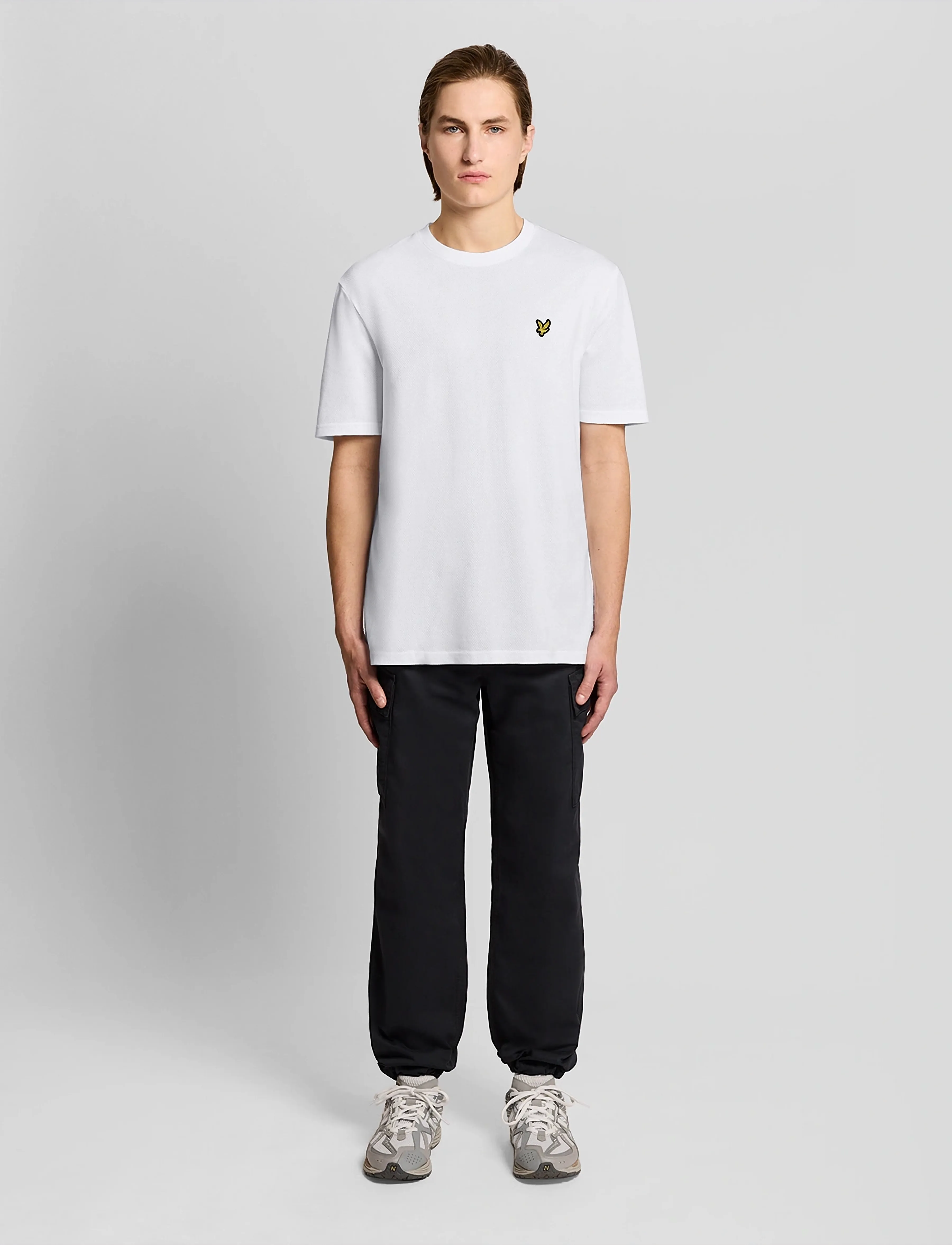 Lyle & Scott - Popcorn Jacquard T-shirt - kortärmade t-shirts - 626 white - 5