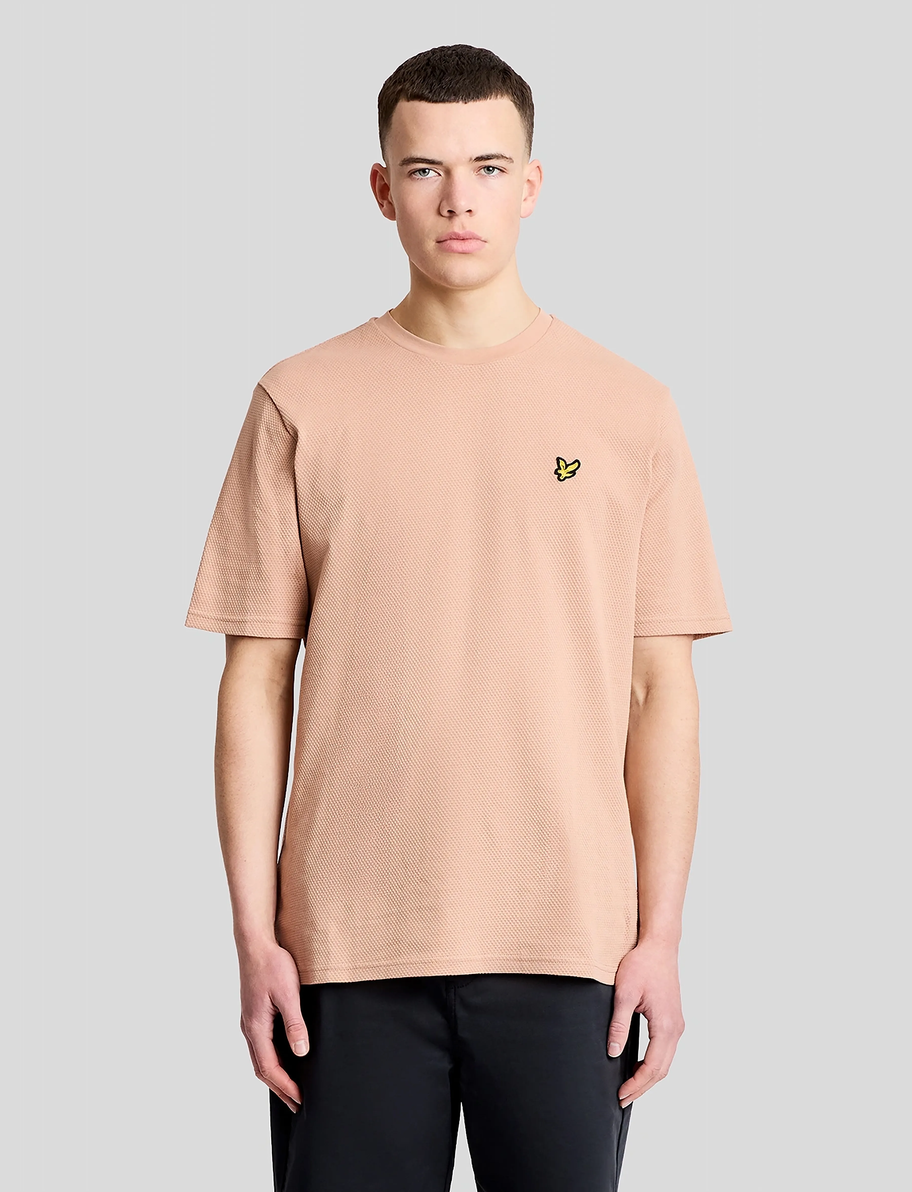 Lyle & Scott Popcorn Jacquard T-shirt - Kurzärmelig - BARLEY / beige