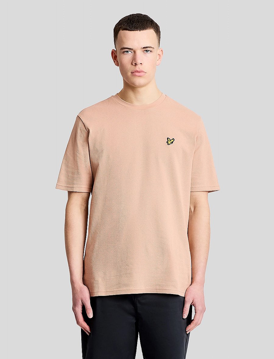 Lyle & Scott - Popcorn Jacquard T-shirt - kurzärmelige t-shirts - barley - 0