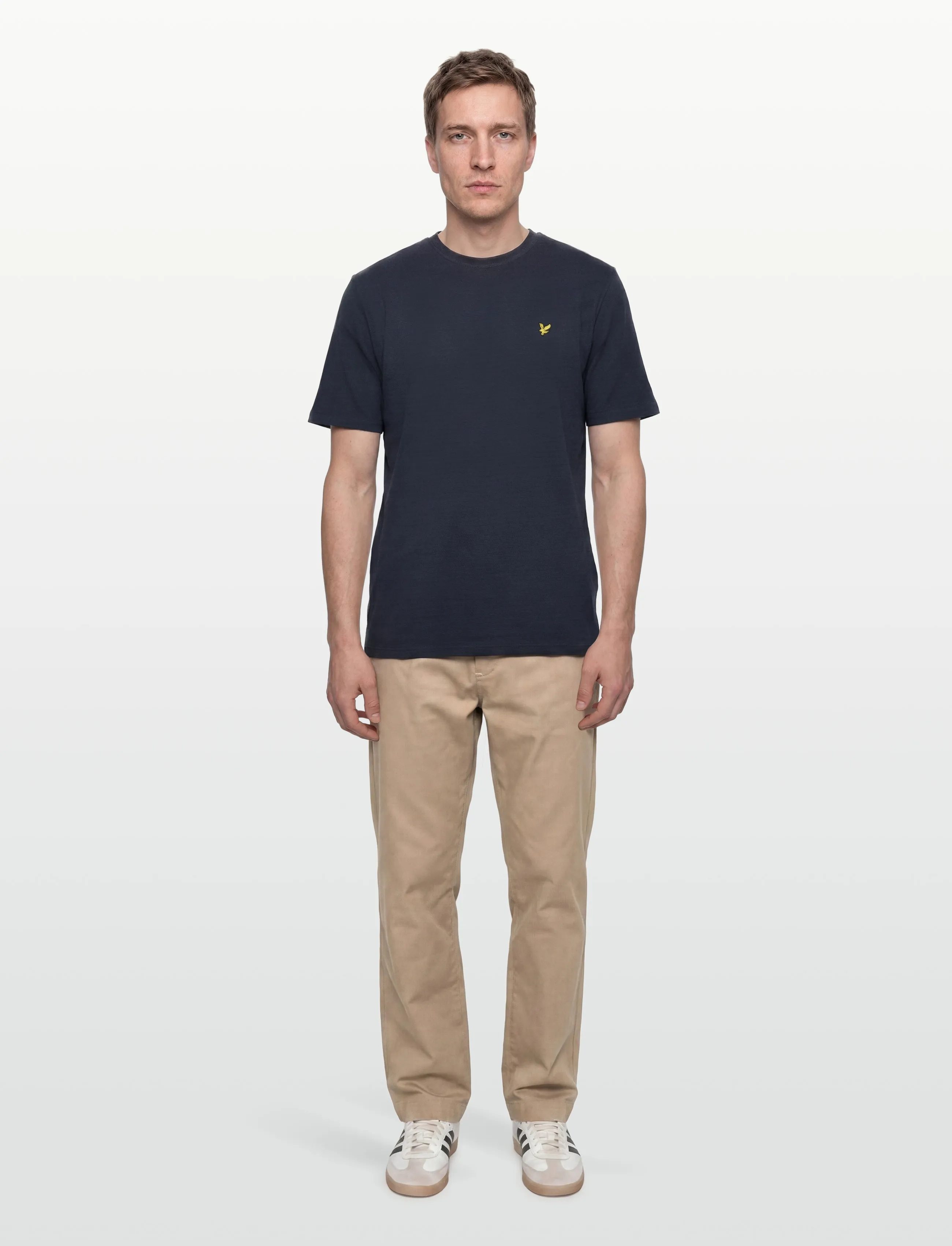 Lyle & Scott Popcorn Jacquard T-Shirt, Mænd, Popcorn Jacquard T-Shirt, Navy, Str: XS