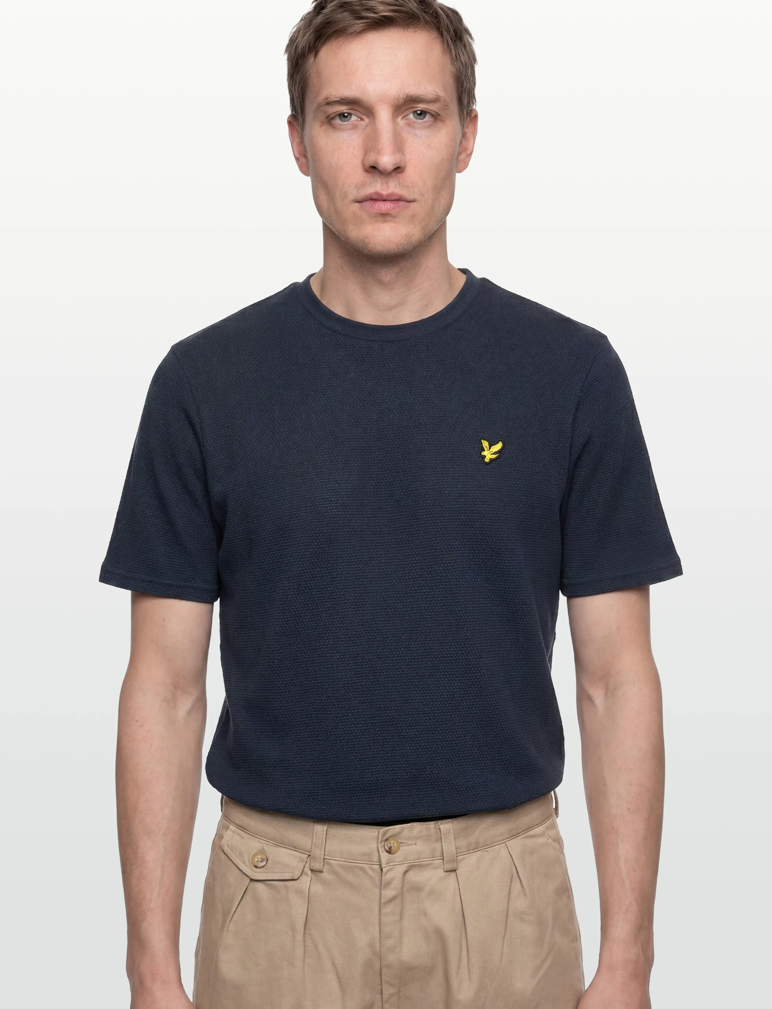 Lyle & Scott - Popcorn Jacquard T-shirt - short-sleeved t-shirts - z271 dark navy - 3