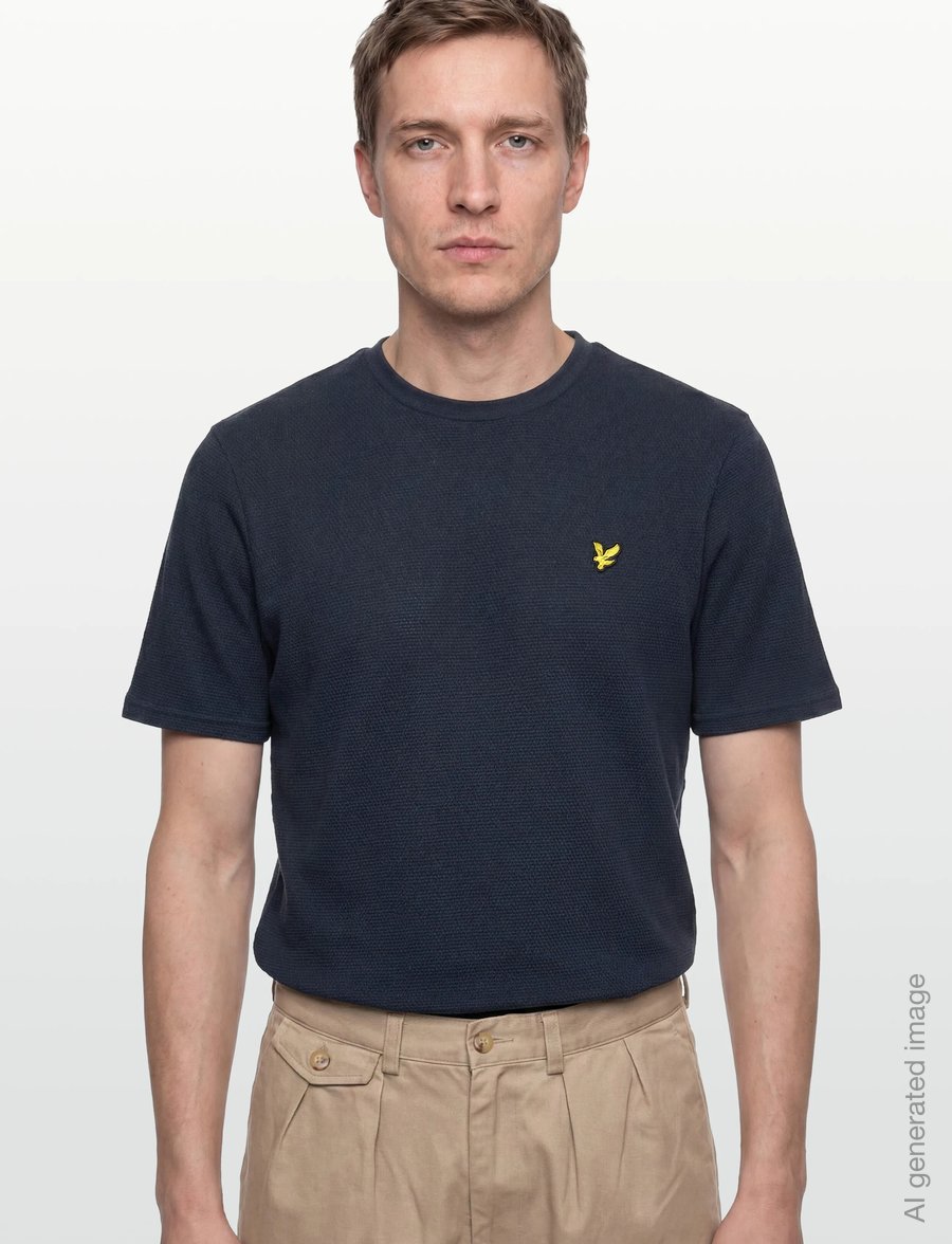 Lyle & Scott - Popcorn Jacquard T-shirt - kortærmede t-shirts - z271 dark navy - 3