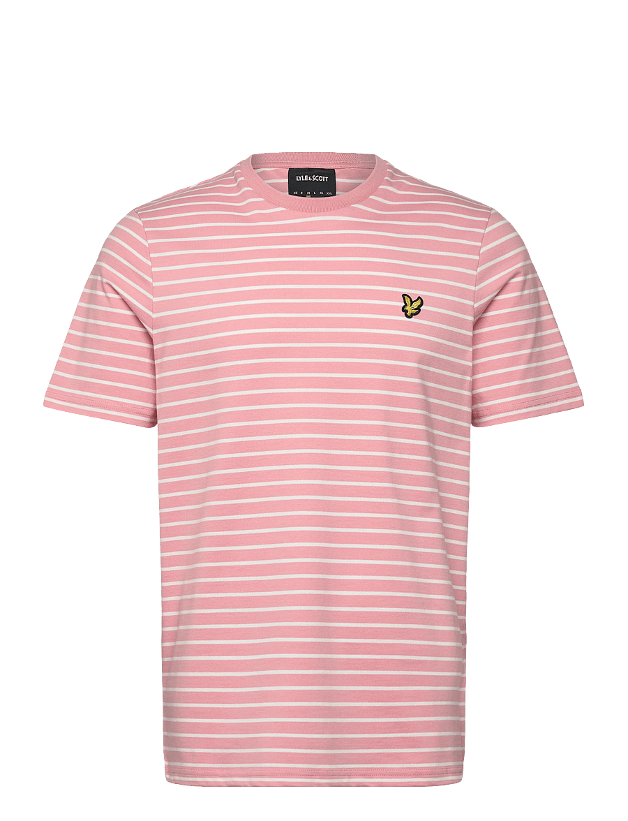 Lyle & Scott - Breton T-shirt - kortärmade t-shirts - y152 pink grapefruit/ white - 1