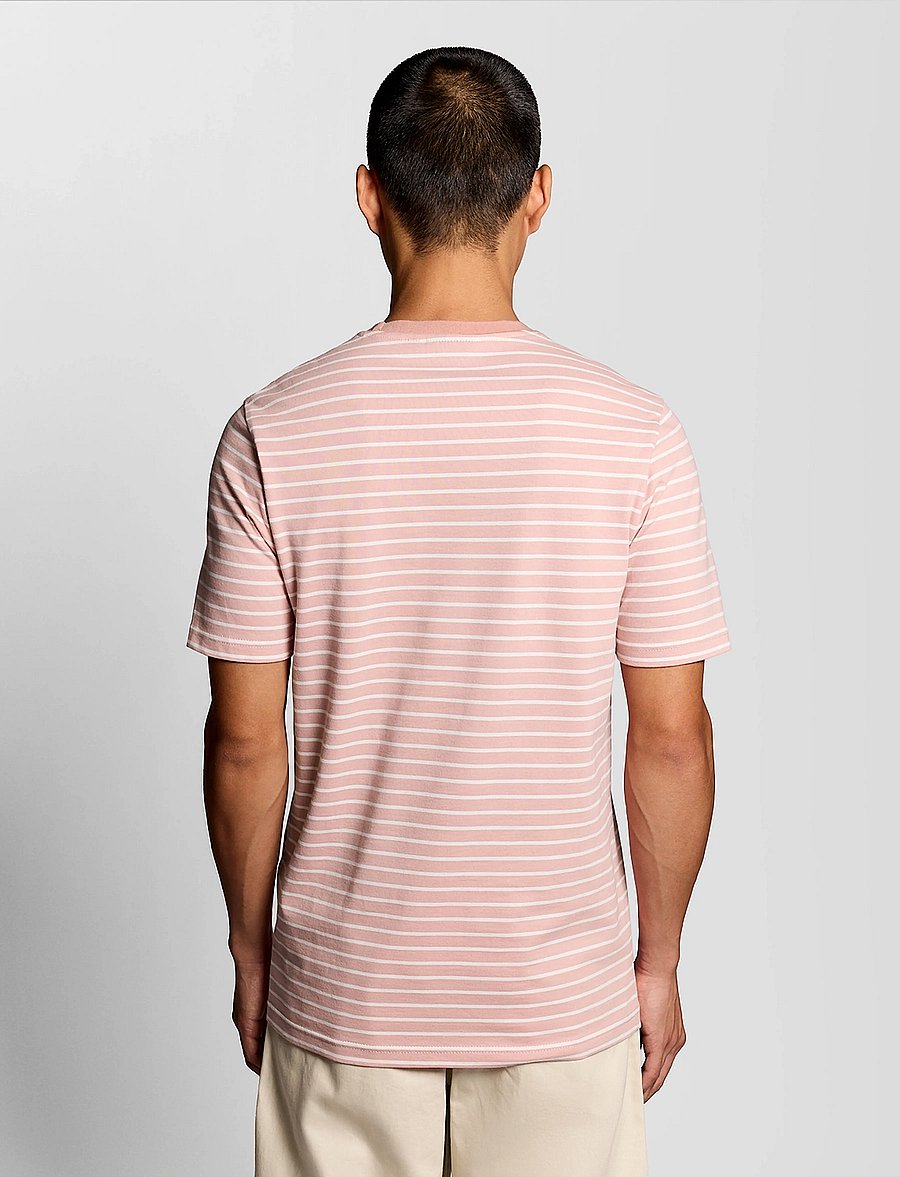 Lyle & Scott - Breton T-shirt - kortärmade t-shirts - y152 pink grapefruit/ white - 3