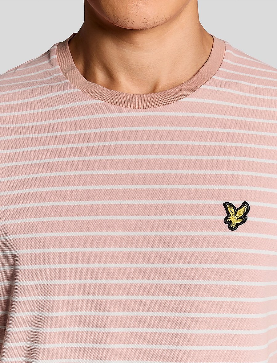 Lyle & Scott - Breton T-shirt - kortärmade t-shirts - y152 pink grapefruit/ white - 4