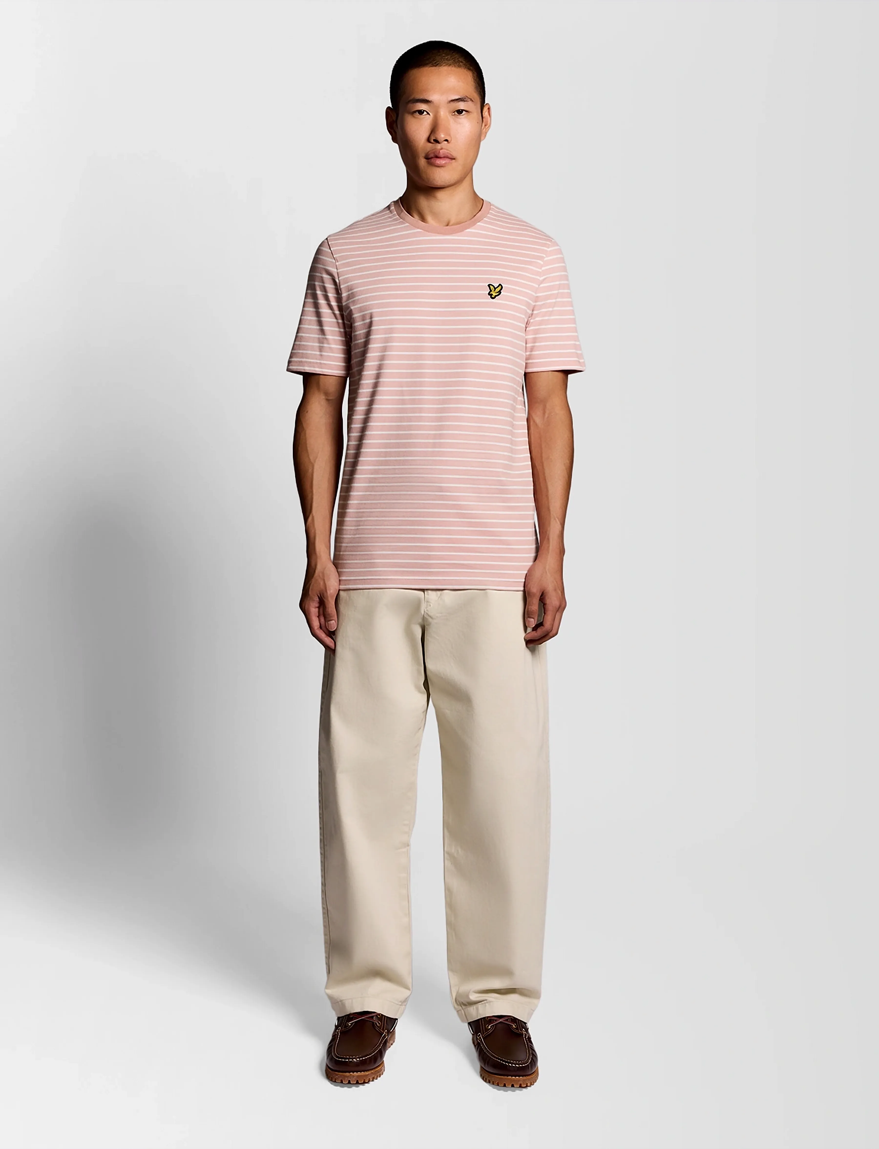 Lyle & Scott - Breton T-shirt - kurzärmelig - y152 pink grapefruit/ white - 5