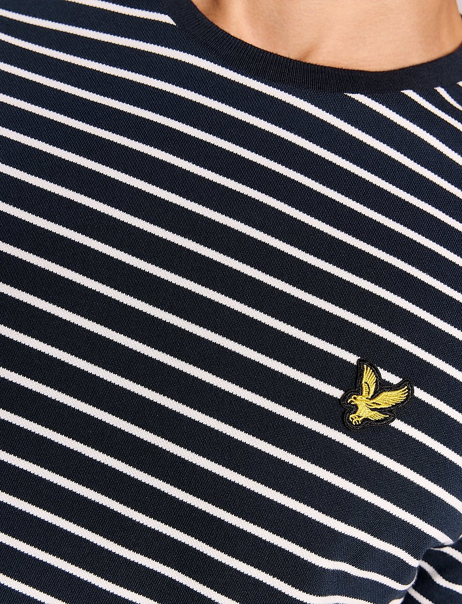 Lyle & Scott - Breton T-shirt - kurzärmelige t-shirts - w403 dark navy/ white - 4