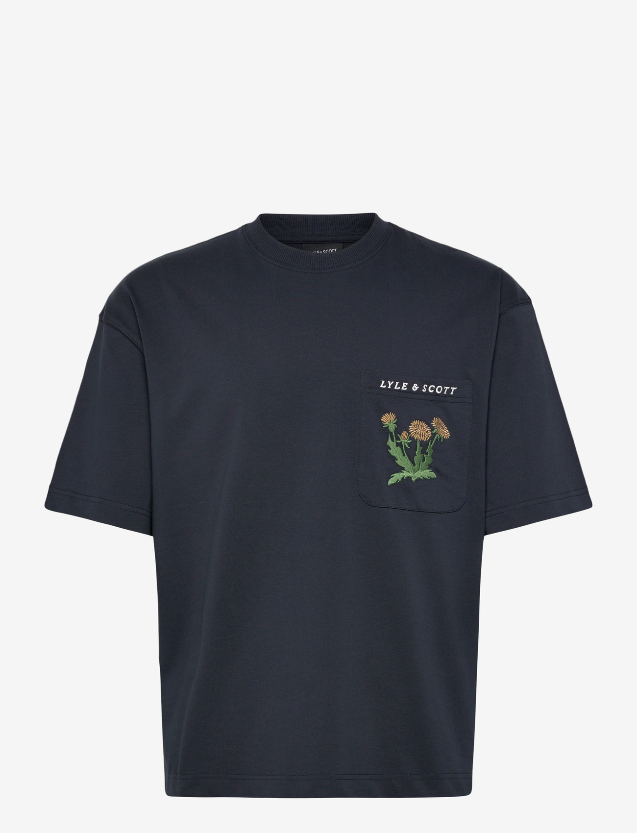 Lyle & Scott - Floral Embroidered T-shirt - kortærmede t-shirts - dark navy - 1