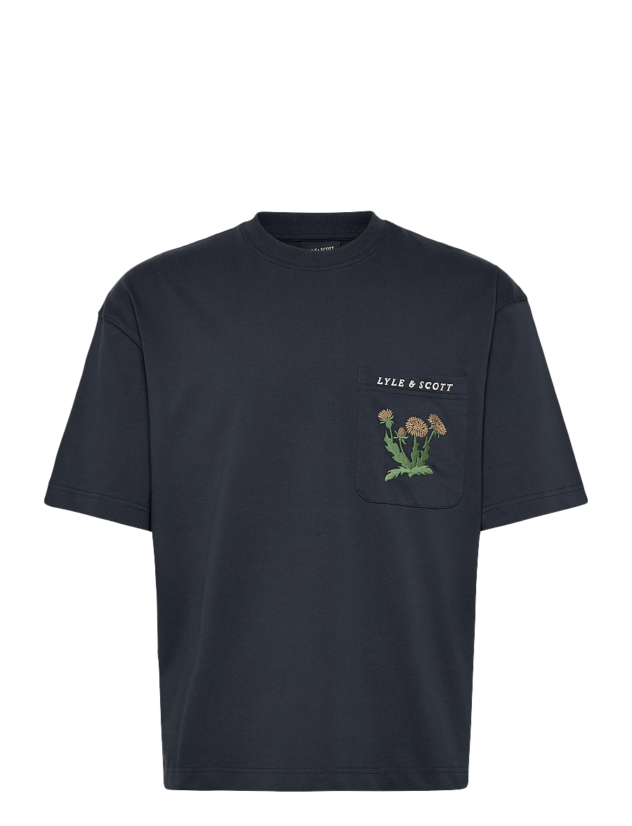 Lyle & Scott - Floral Embroidered T-shirt - kortärmade t-shirts - dark navy - 1