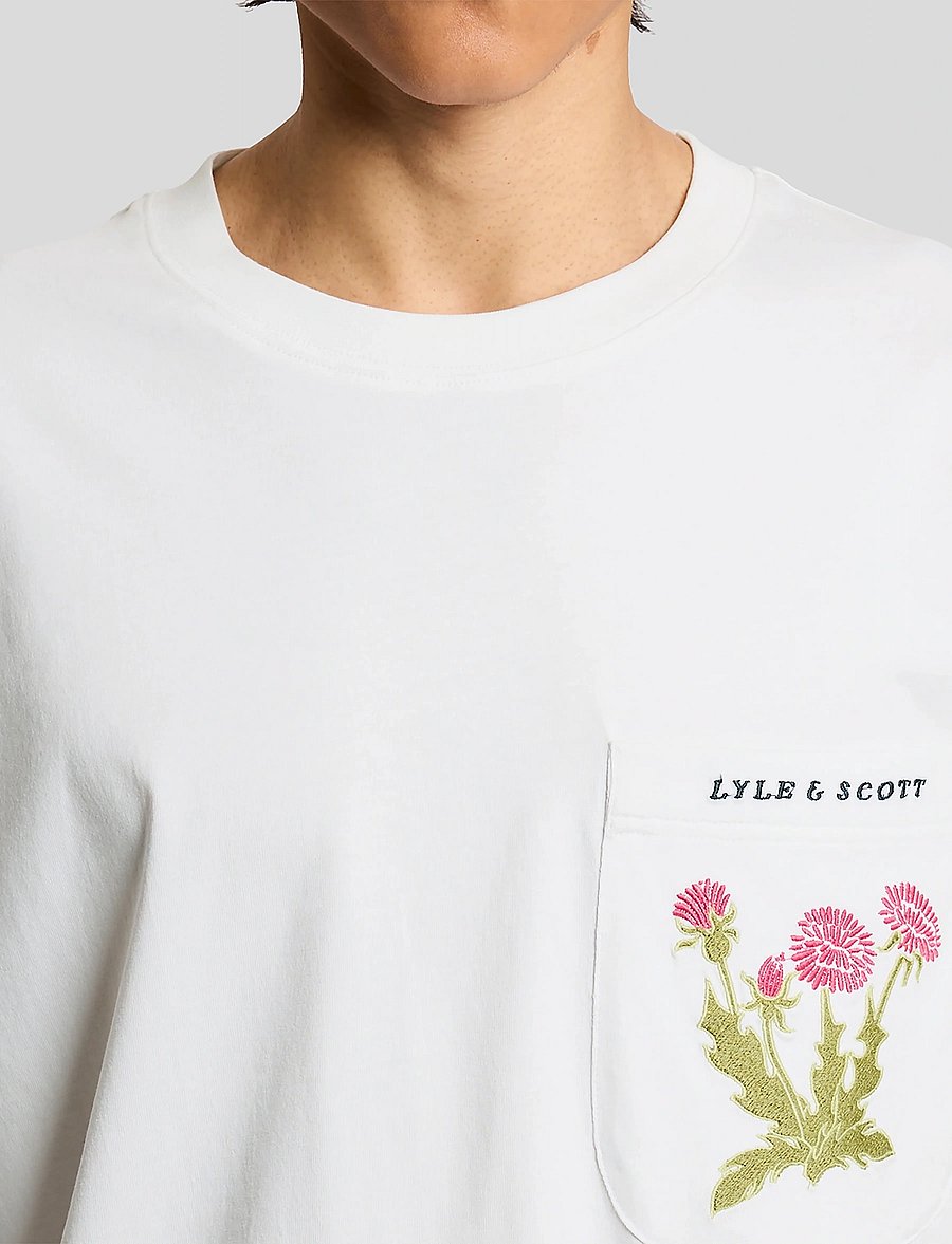 Lyle & Scott - Floral Embroidered T-shirt - lühikeste varrukatega t-särgid - white - 5