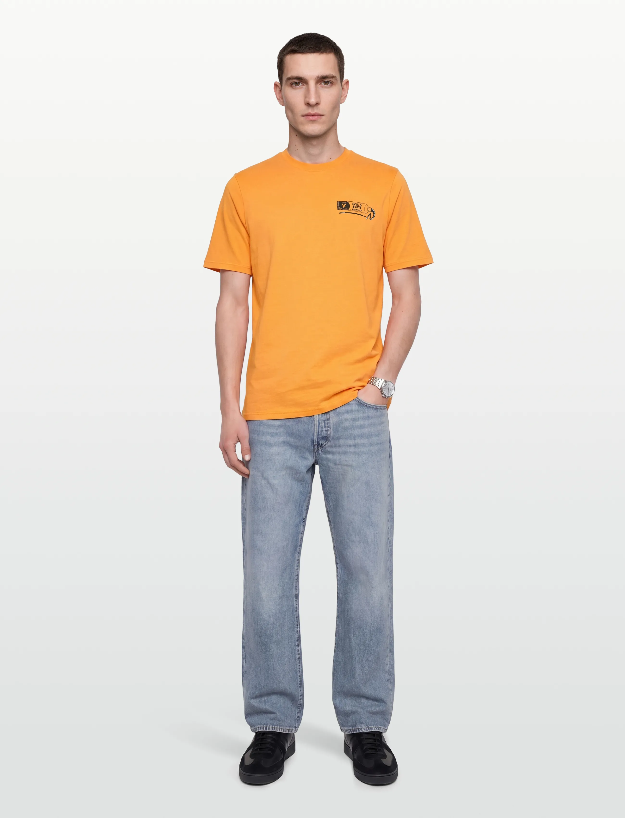 Lyle & Scott Toothpaste Graphic T-Shirt, M, T-shirts, Orange - Short-sleeved, Männerswear