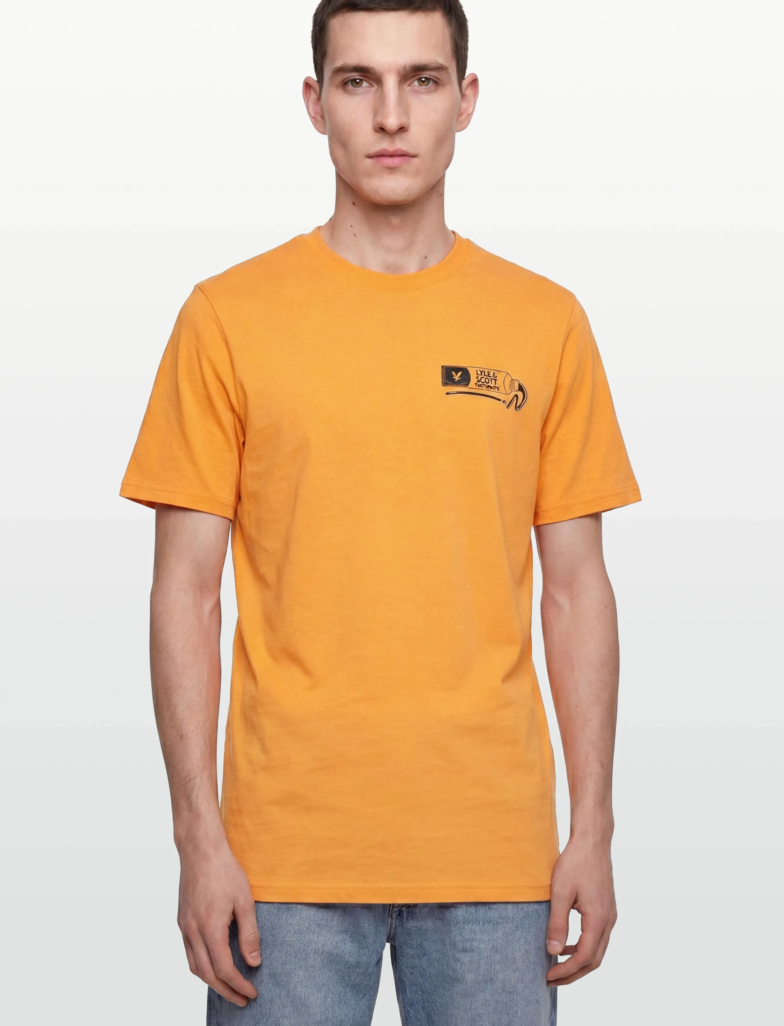 Lyle & Scott - Toothpaste Graphic T-shirt - krótki rękaw - orange blaze/ jet black - 3
