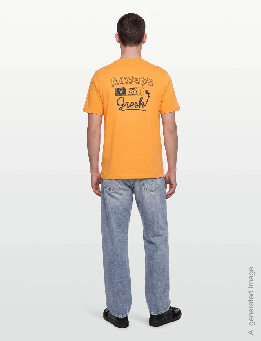 Lyle & Scott - Toothpaste Graphic T-shirt - kurzärmelige t-shirts - orange blaze/ jet black - 4