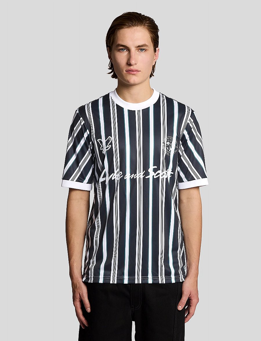 Lyle & Scott - Prep Stripe Football Shirt - t-shirts - dark navy - 0