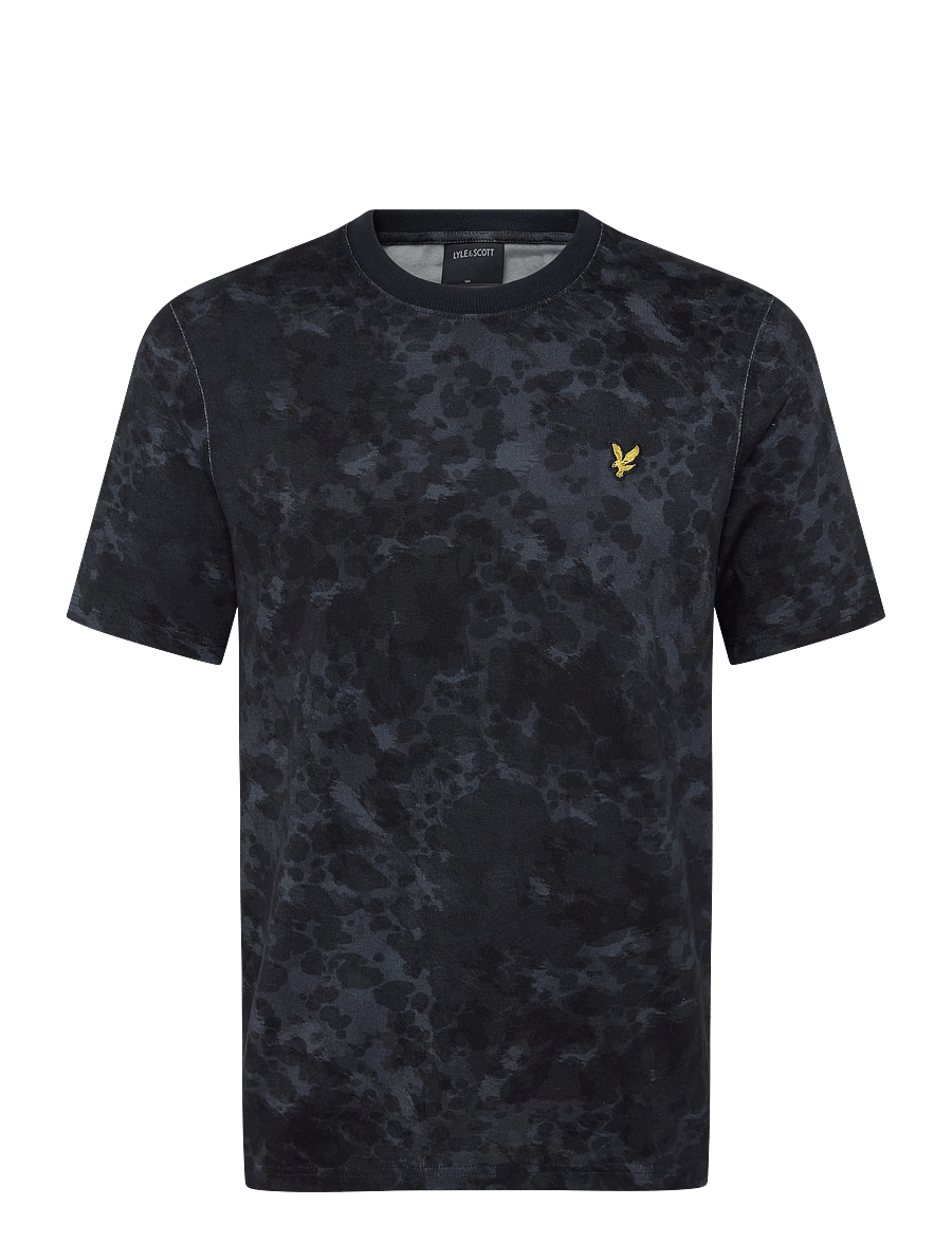 Lyle & Scott - Digital Animal Print Script T-Shirt - kurzärmelige t-shirts - dark navy - 1