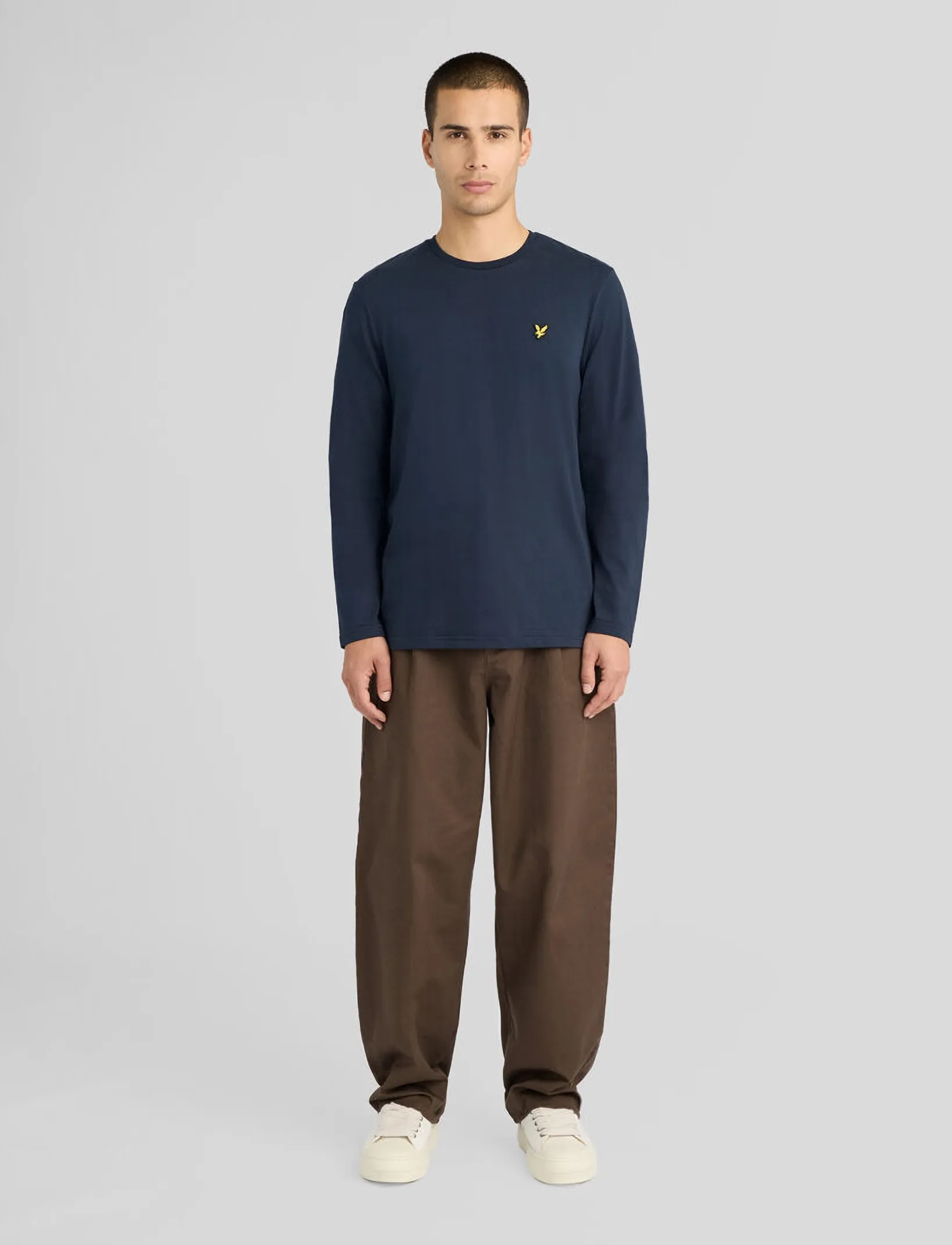 Lyle & Scott - Boxy Fit Long Sleeve T-Shirt - long-sleeved t-shirts - dark navy - 4