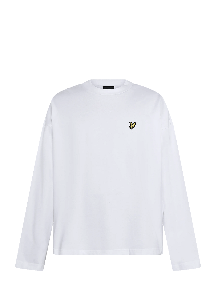 Lyle & Scott - Boxy Fit Long Sleeve T-Shirt - langærmede t-shirts - white - 0