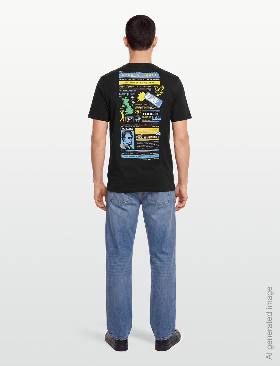 Lyle & Scott - TV Pixel Graphic T-Shirt - kortærmede t-shirts - jet black - 4