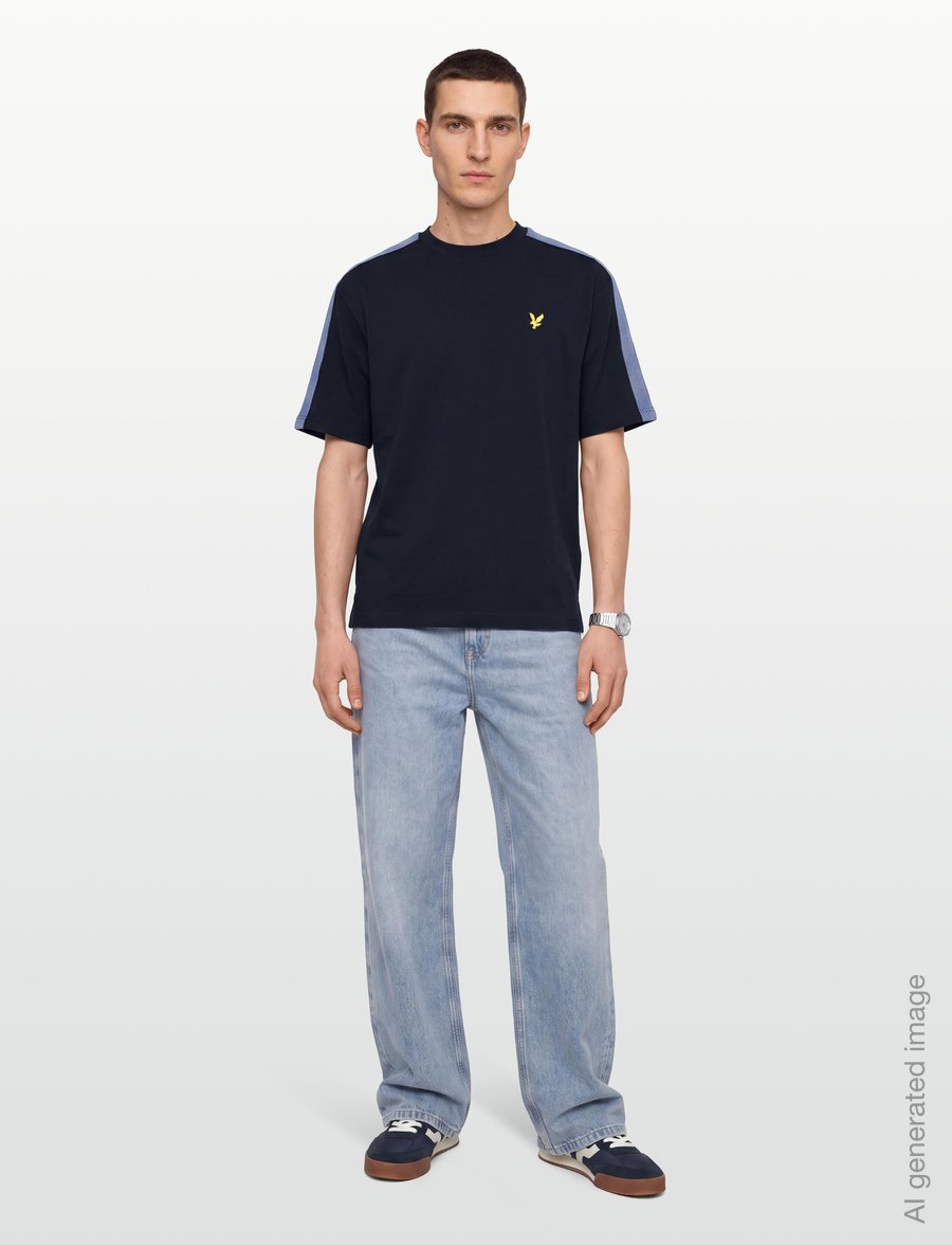 Lyle & Scott - Stripe Taped T-Shirt - lühikeste varrukatega t-särgid - dark navy - 0