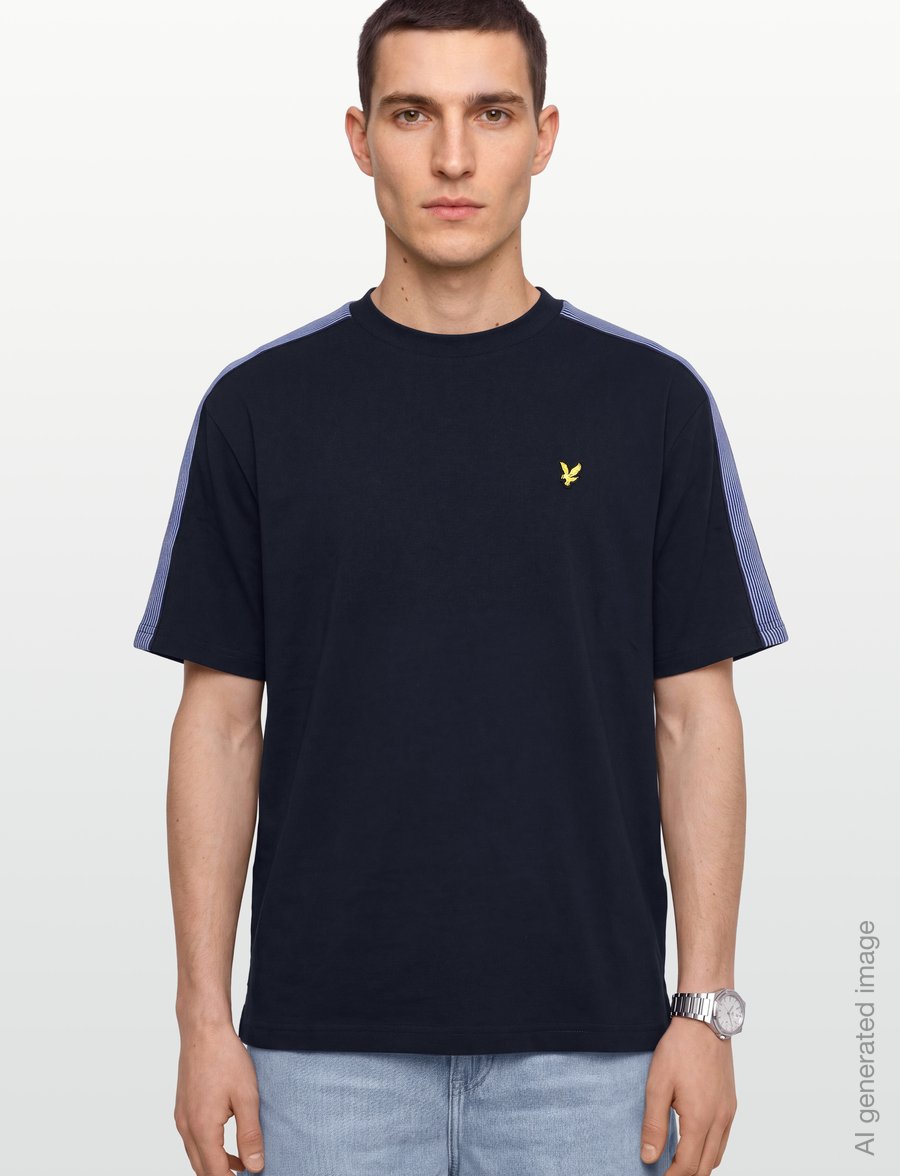 Lyle & Scott - Stripe Taped T-Shirt - lühikeste varrukatega t-särgid - dark navy - 3