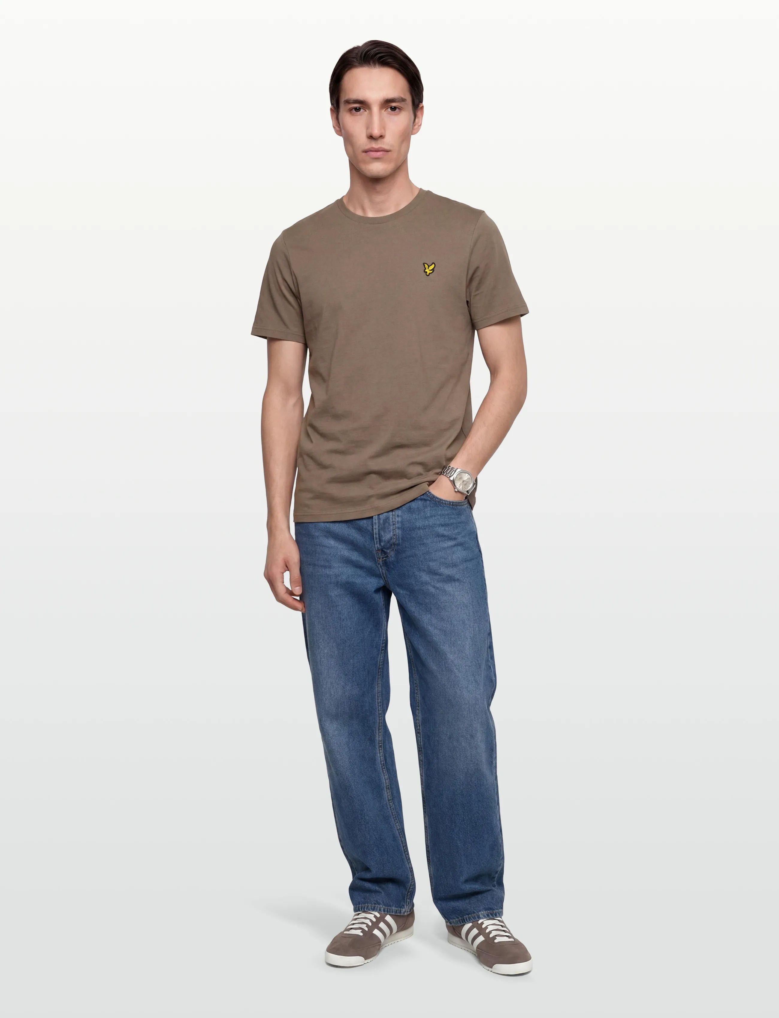 Lyle & Scott Plain T-Shirt, XL, T-shirts, Khakigrün - Short-sleeved, Männerswear