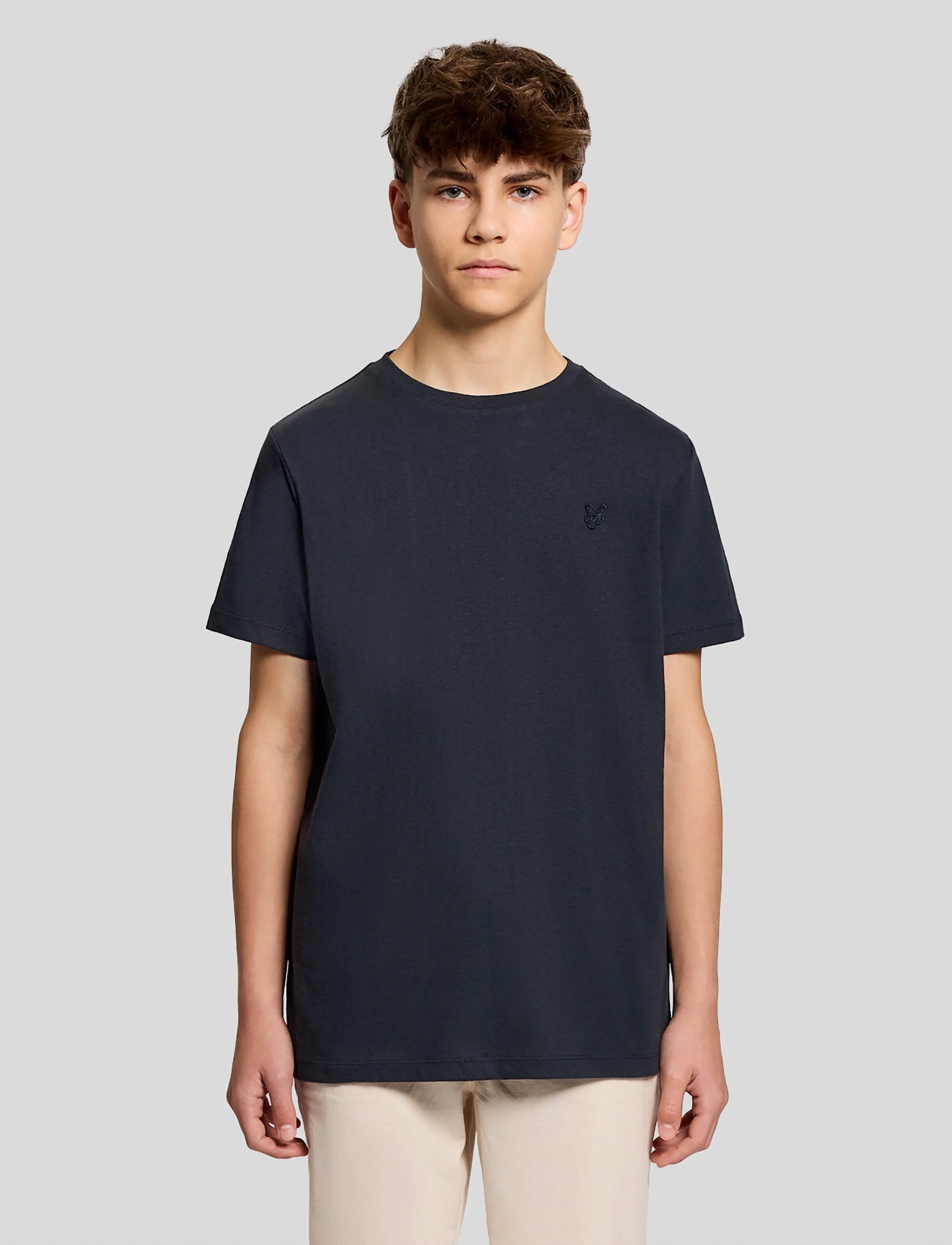 Lyle & Scott Linen Blend T-Shirt, 122-128, Navy, T-Shirts > Kortærmede, Børn