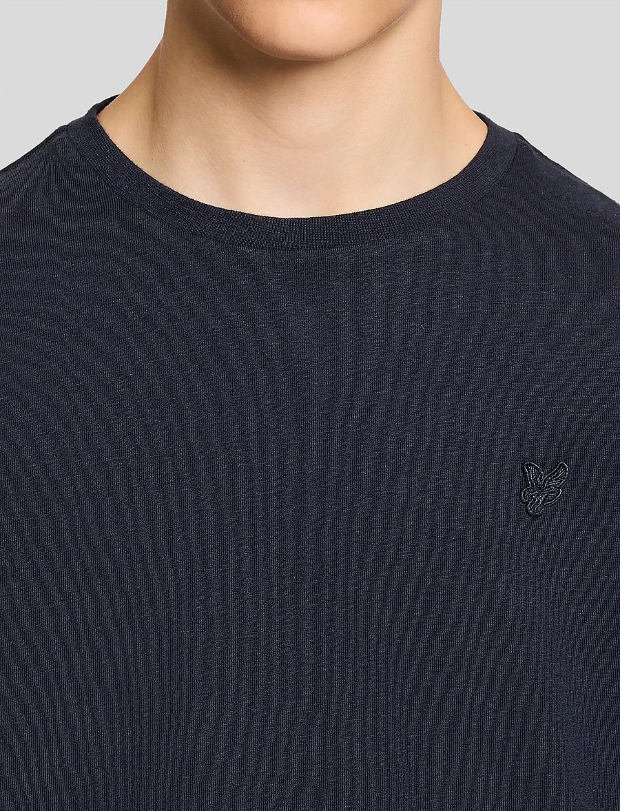 Lyle & Scott - Linen Blend T-shirt - kurzärmelige - z271 dark navy - 4