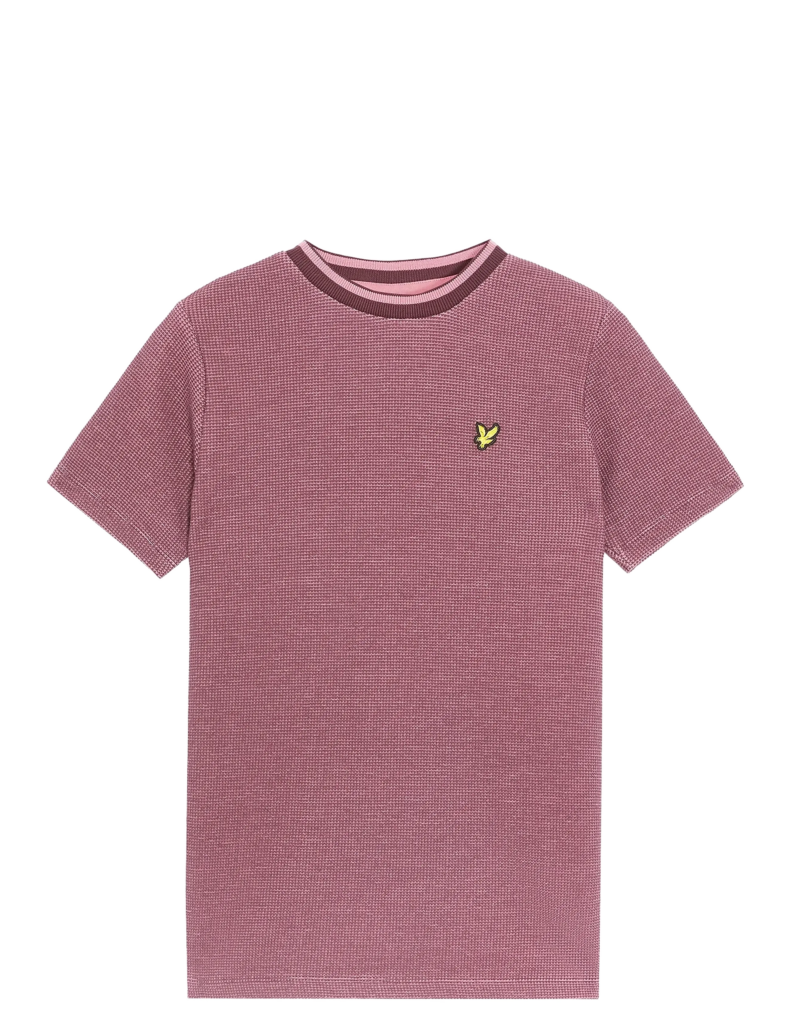 Lyle & Scott Two Tone Waffle T-shirt - Basplagg - X868 DUSKY MAROON / pink/rose
