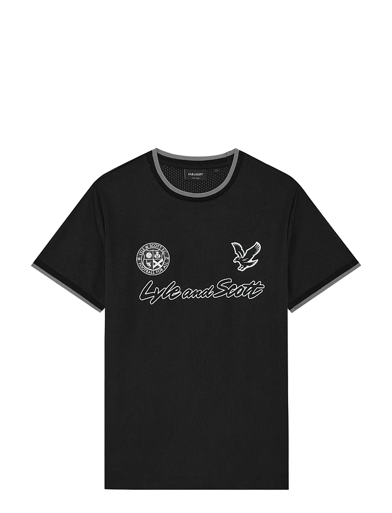 Lyle & Scott - Printed Airtex T-shirt - sportoberteile - z865 jet black - 1