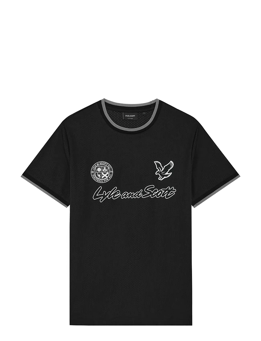 Lyle & Scott - Printed Airtex T-shirt - sportoberteile - z865 jet black - 1